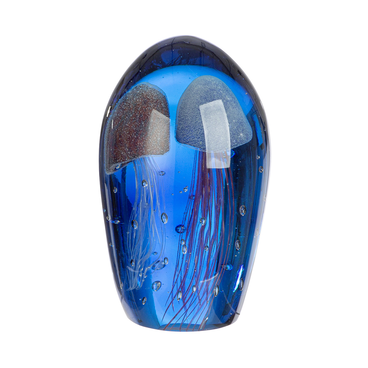 Briefbeschwerer Qualle Glas Blau H: 20 cm Gilde