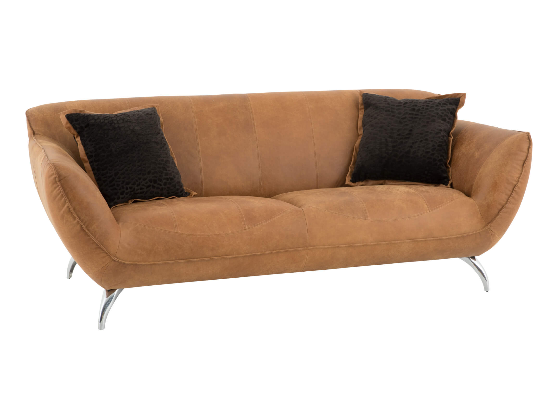 Bigsofa Valente, Echtleder Hellbraun, Metallfüsse,