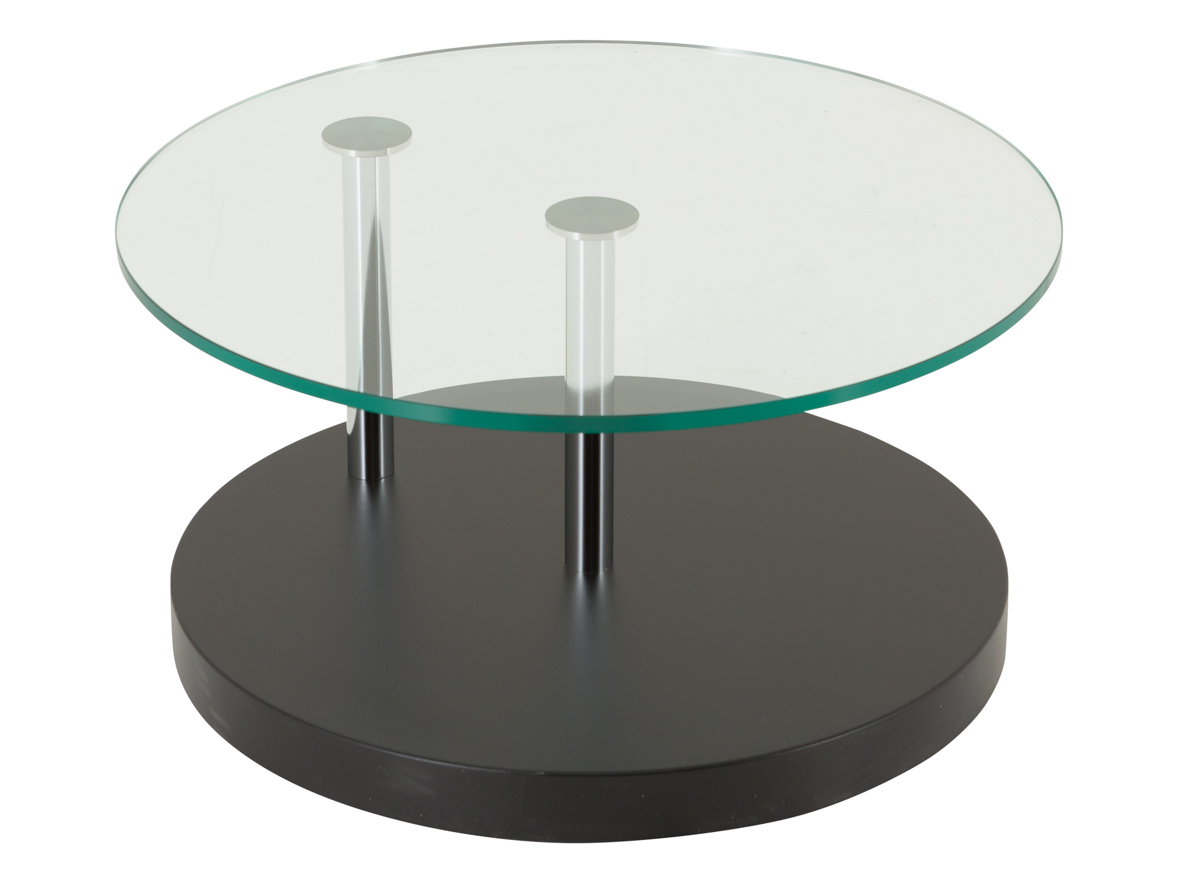 Salontisch Nizza, Rund, Glas, Lack Schwarz, Durchmesser 60 cm h 32 cm