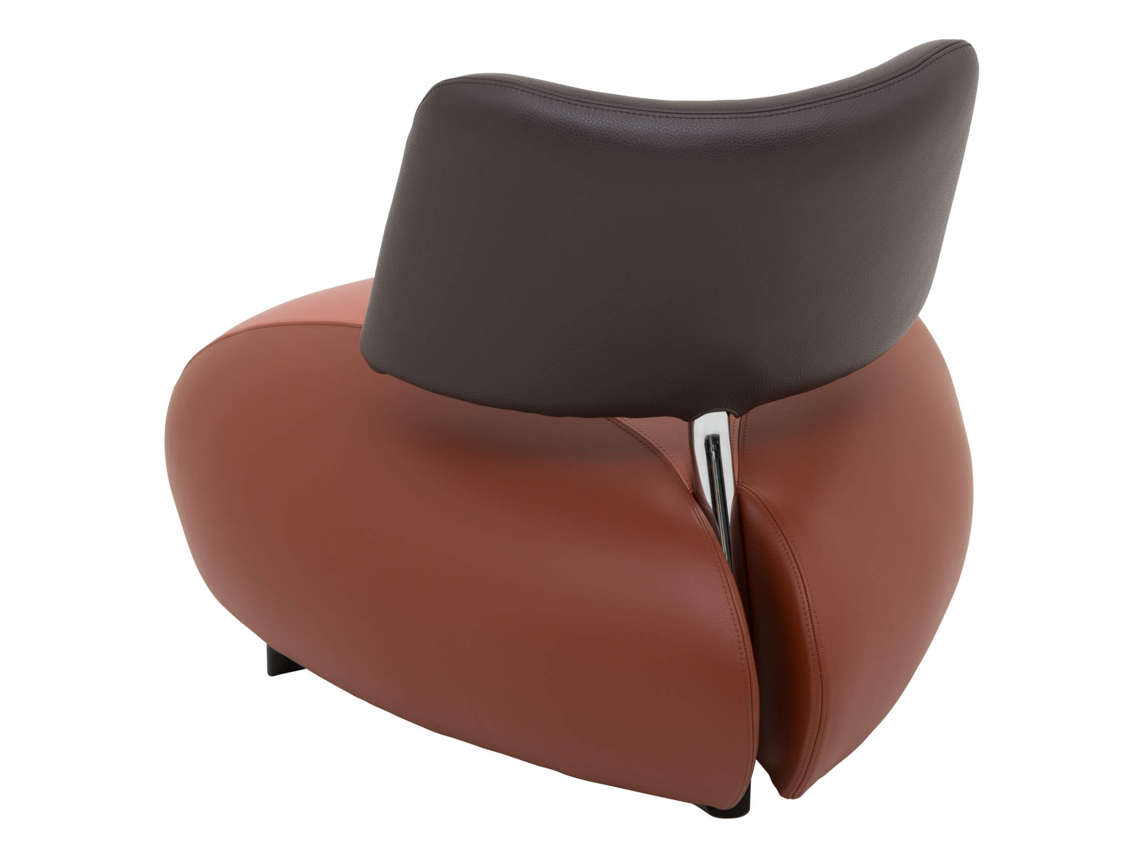 Sessel Pallone, Leder Rose-Braun, Chrom Glanz, b 86 cm