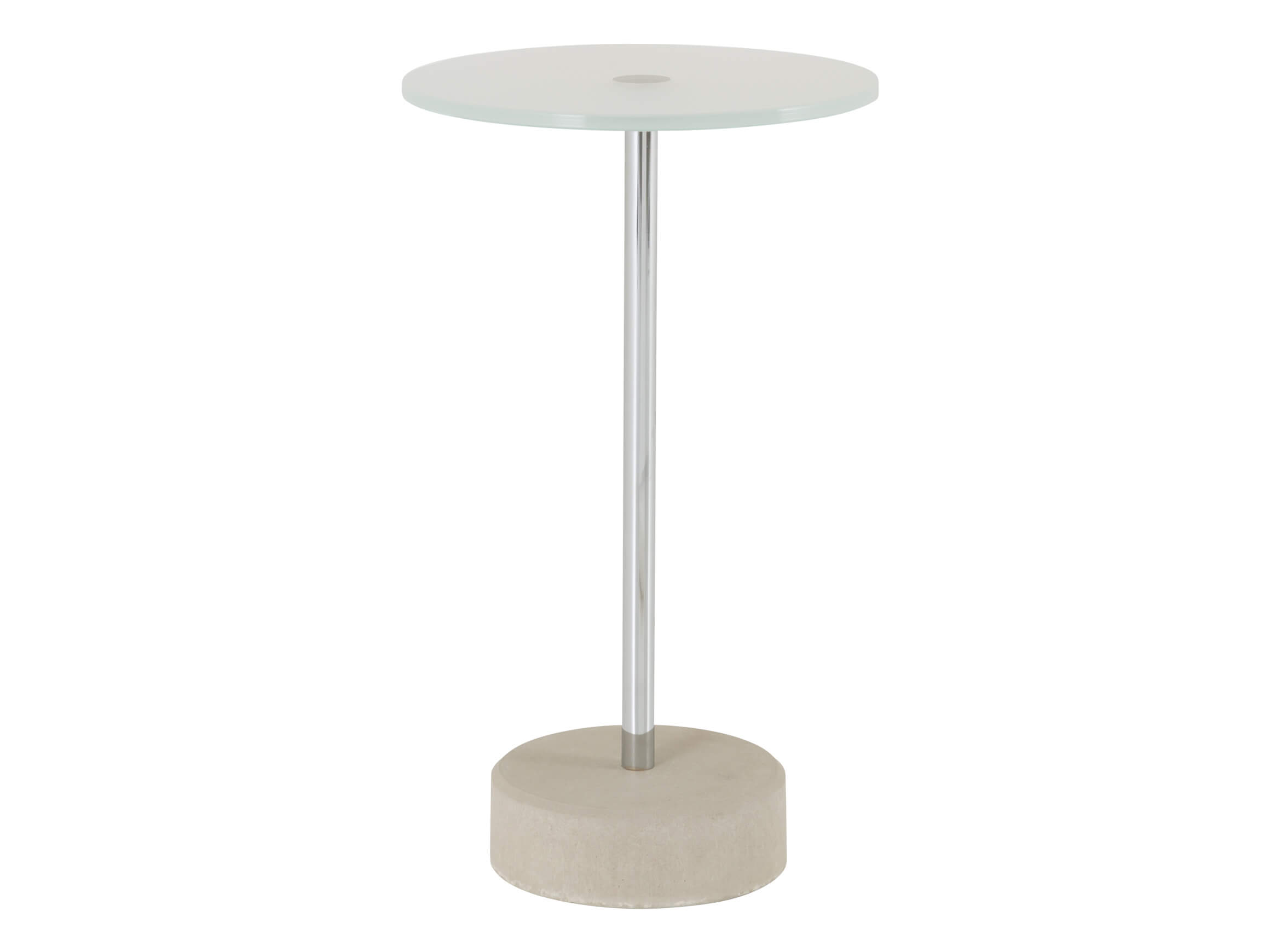 Table d'appoint Rouven, verre satiné, chrome, béton,