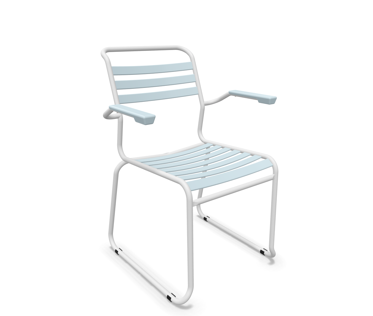 Schaffner Kufen-Lättli-Stuhl Säntis mit Lehne Blau | Schubiger Möbel