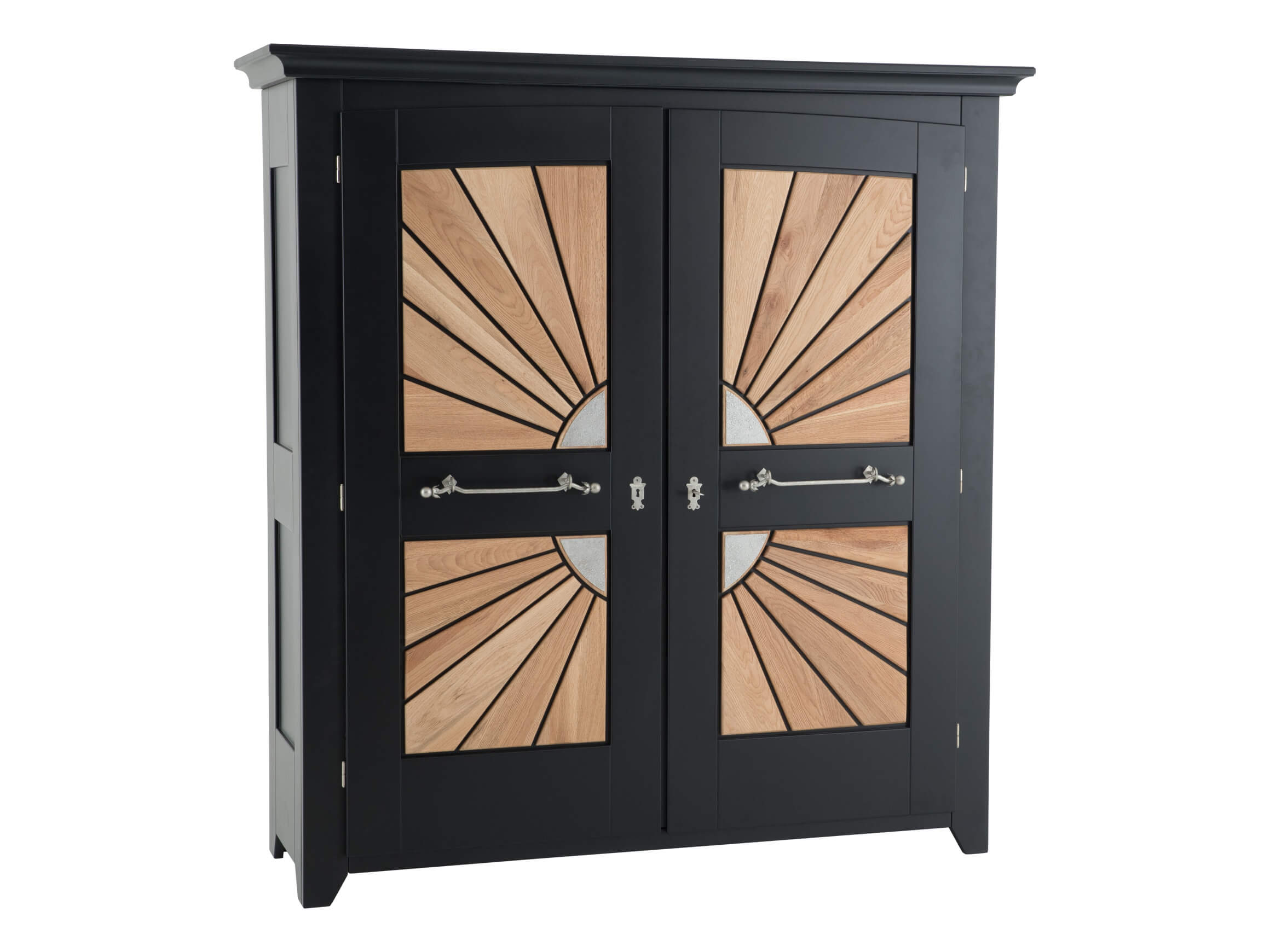 Schrank Life, Lack Schwarz, Sumpfeiche, b 179 cm t 61 cm h 190 cm