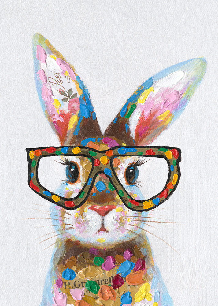 Gemälde-Bunter Hase mit Brille-image LAND