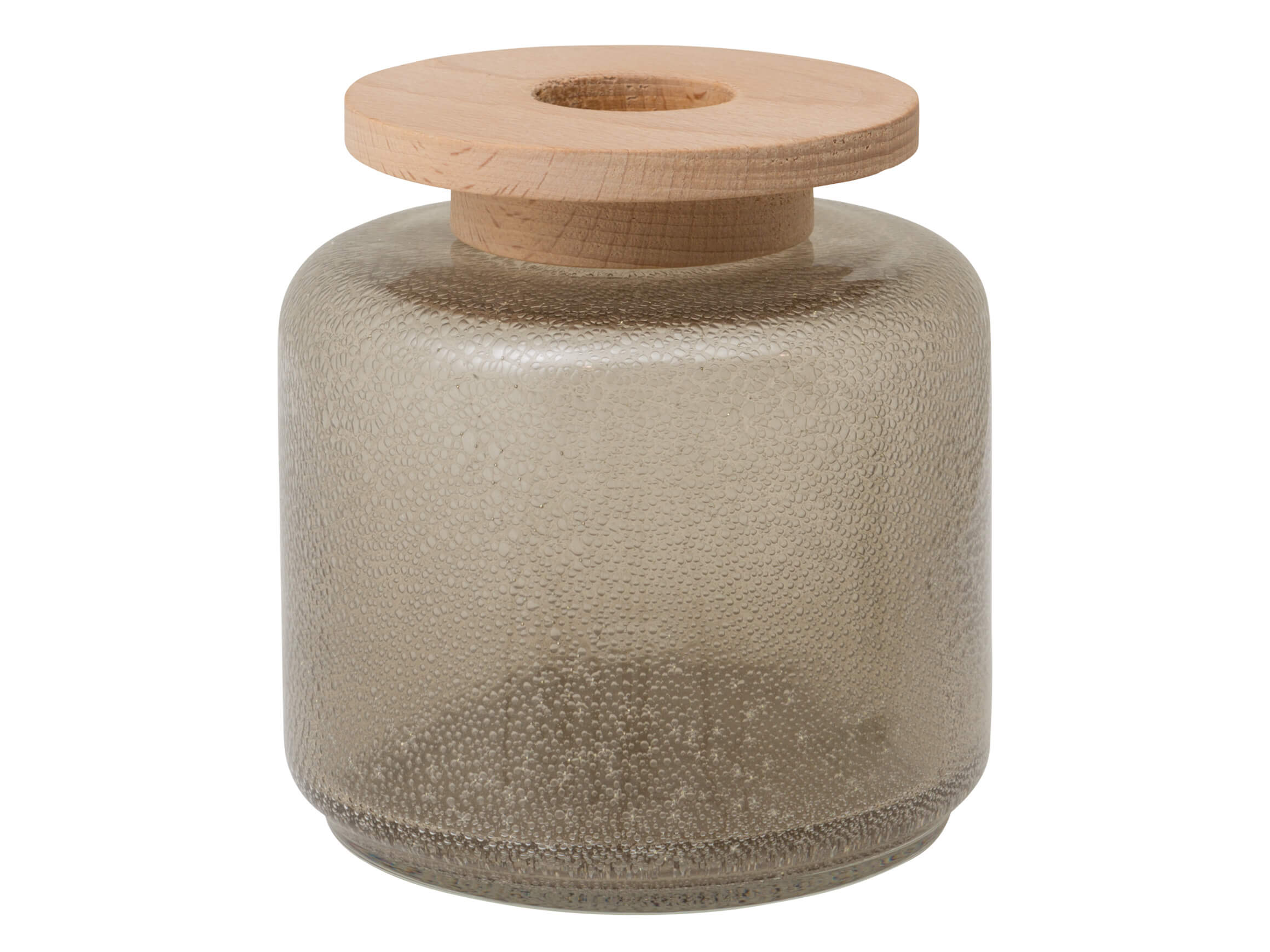 Vase Pretty Braun, Glas, Holz, Durchmesser 12 cm h 12 cm