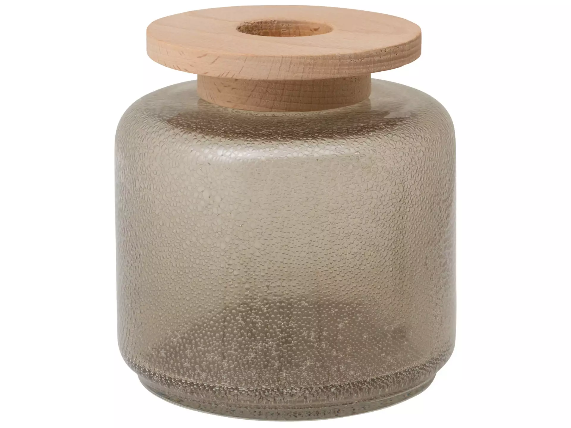 Vase Pretty Braun, Glas, Holz, Durchmesser 12 cm h 12 cm