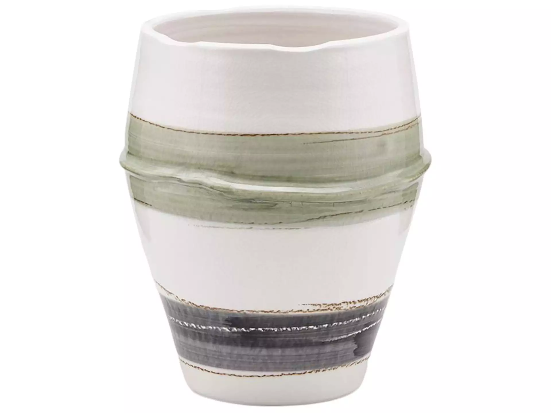 Vase Keramik Glasiert Weiss-Grün H: 29 cm Edg
