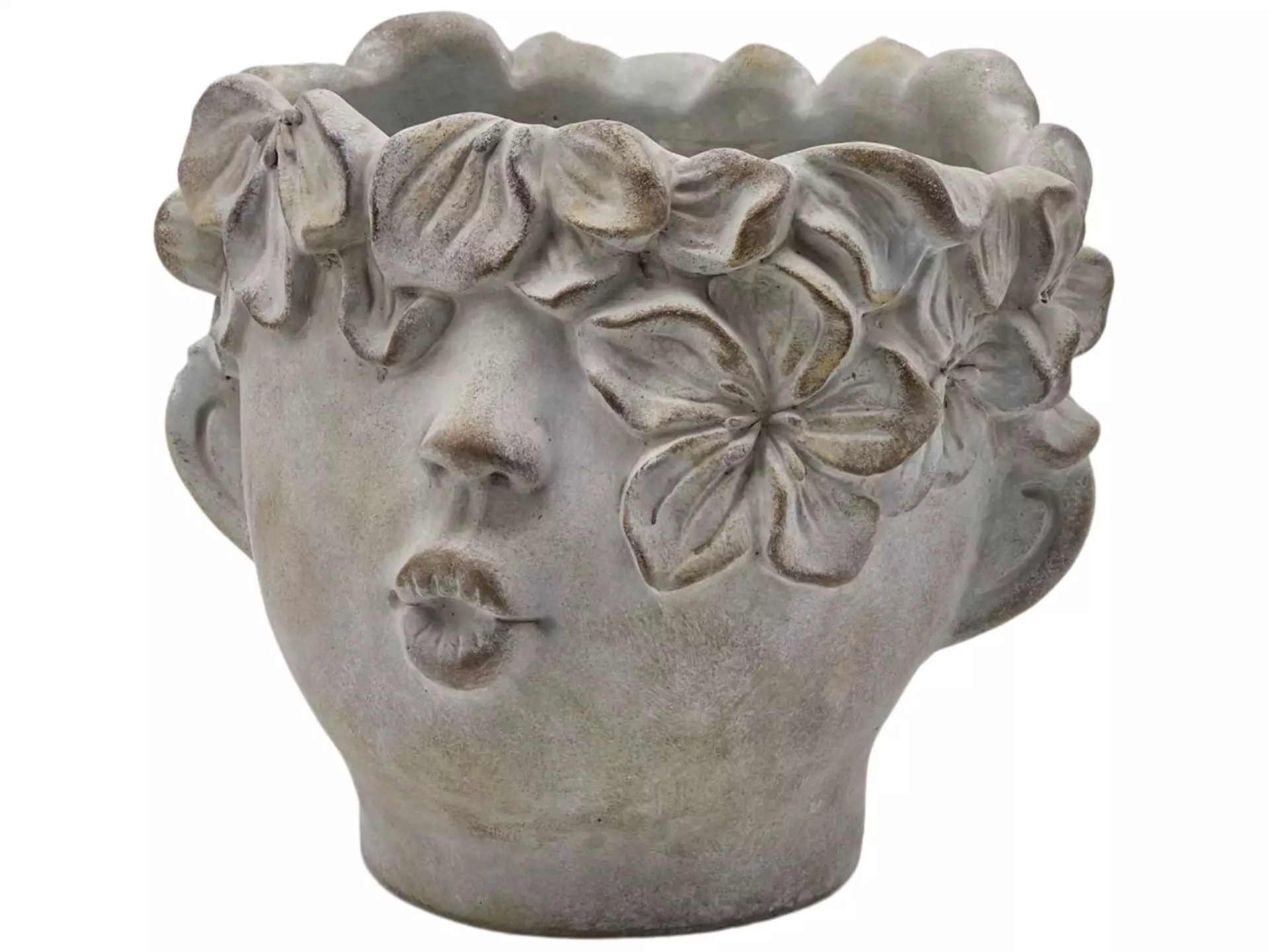 Vase Blumengesicht Zement H: 21 cm Edg / Farbe: Zement