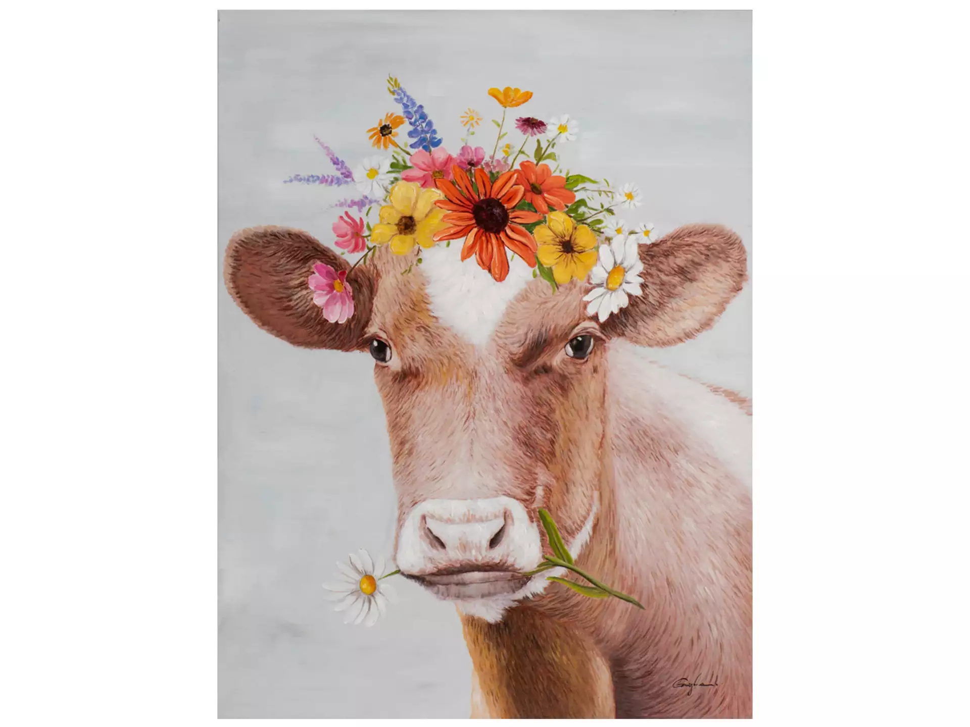 Bild Kuh mit Blumenperücke image LAND