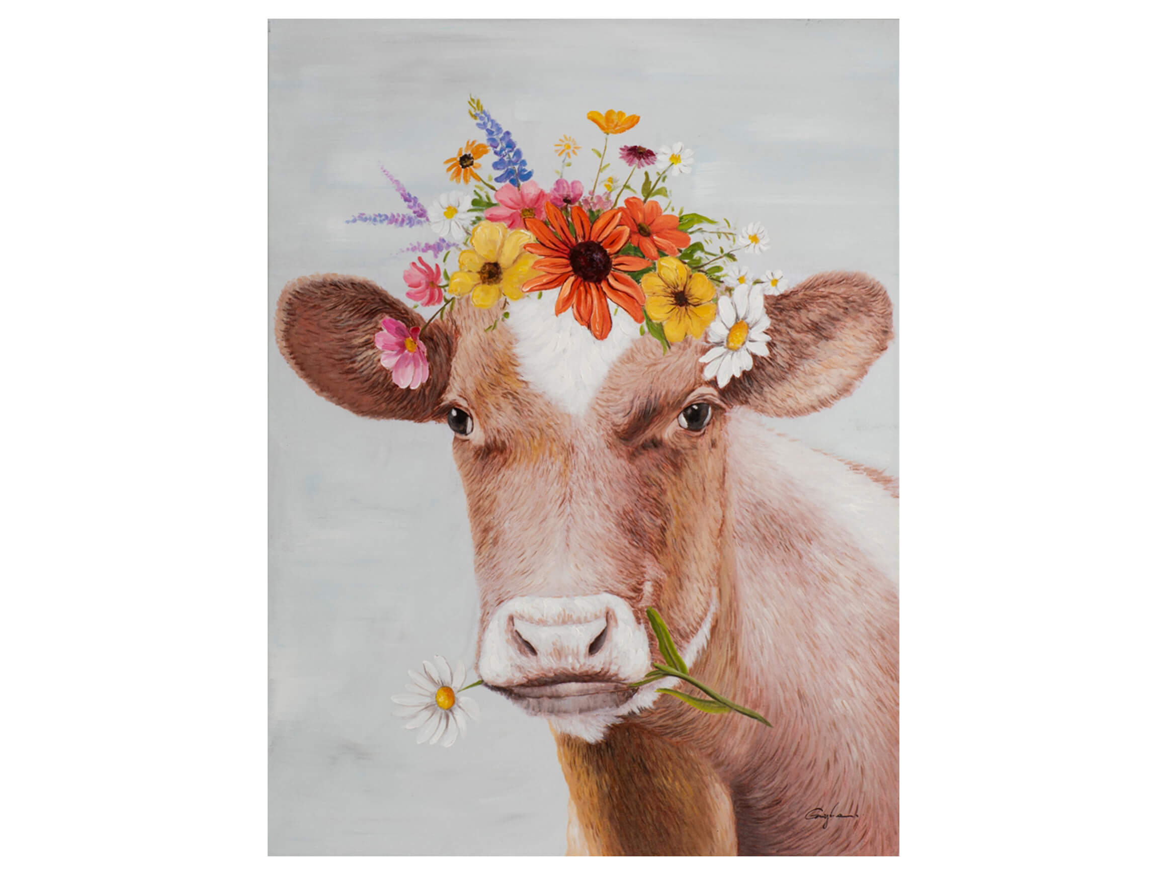 Bild Kuh mit Blumenperücke image LAND