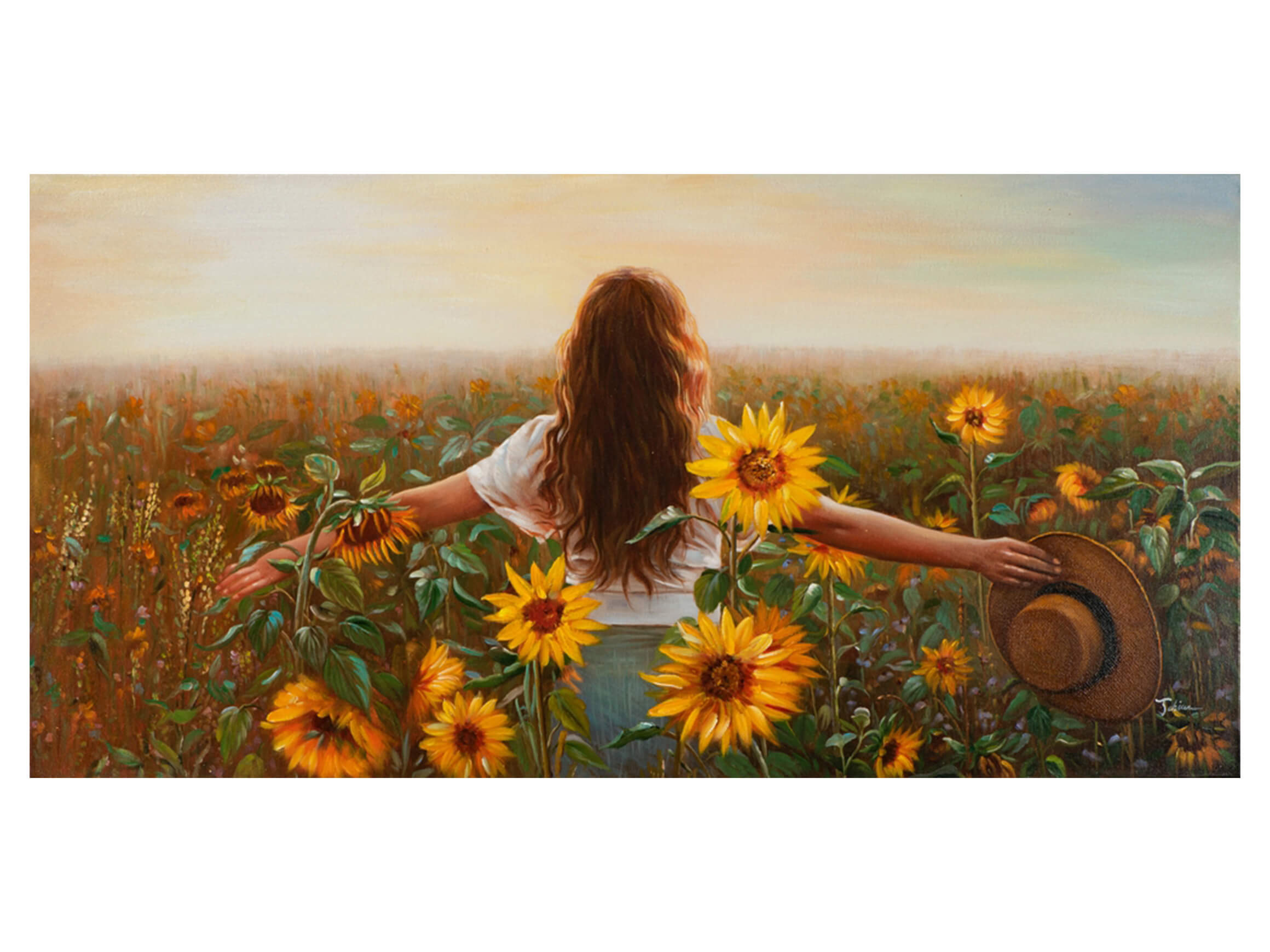 Bild Frau im Sonnenblumenfeld image LAND