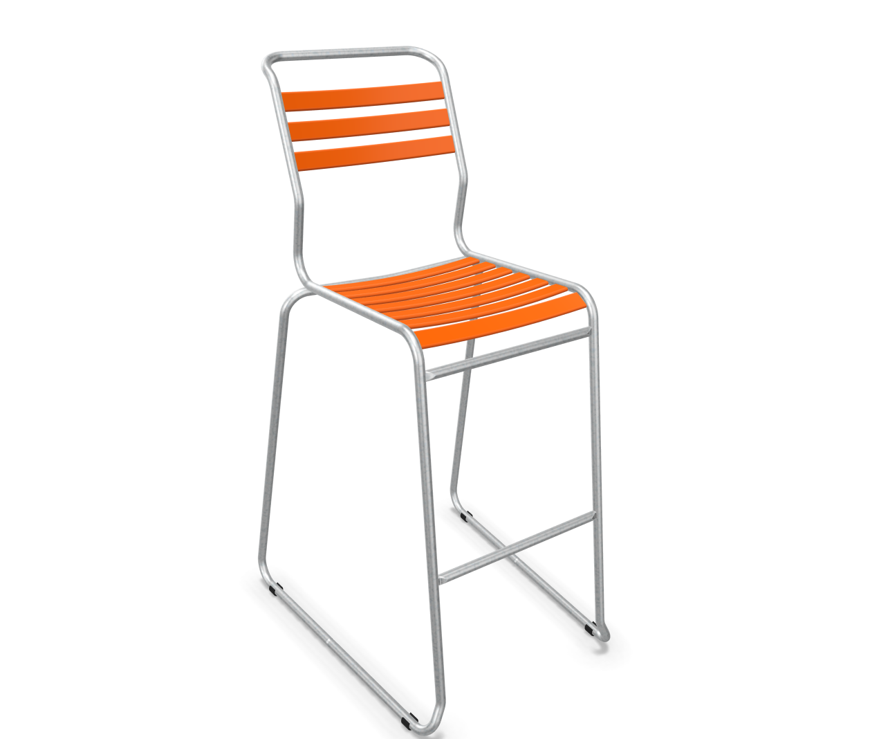 Schaffner Bar-Kufen-Lättlistuhl Säntis Feuerverzinkt Orange | Schubiger Möbel