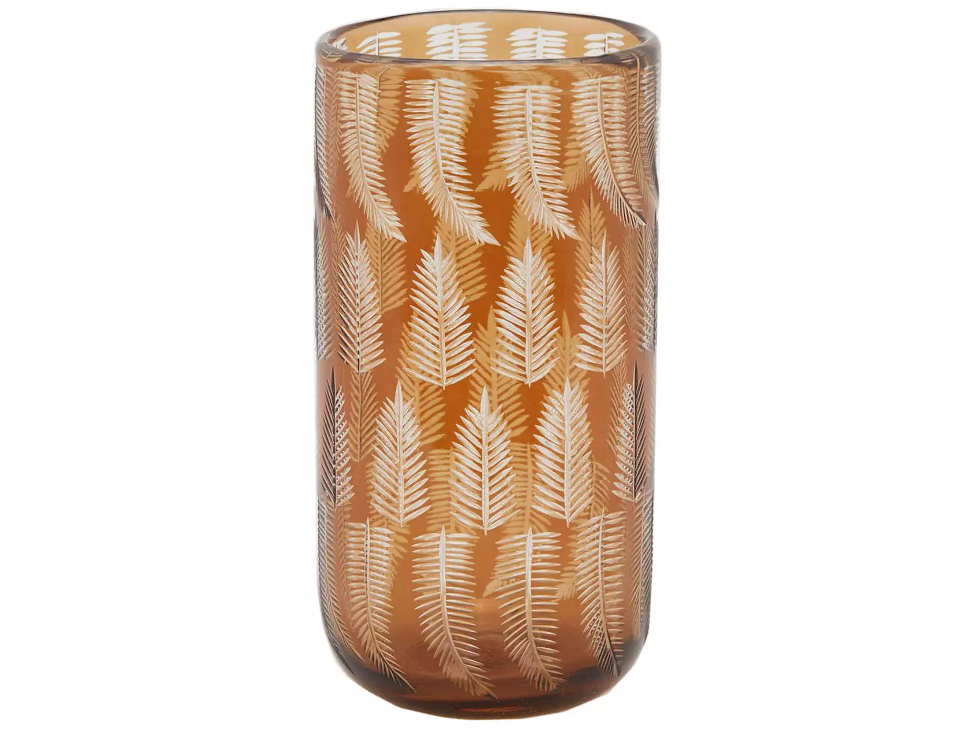 Vase Amber mit Palmblatt H: 26 cm Edg