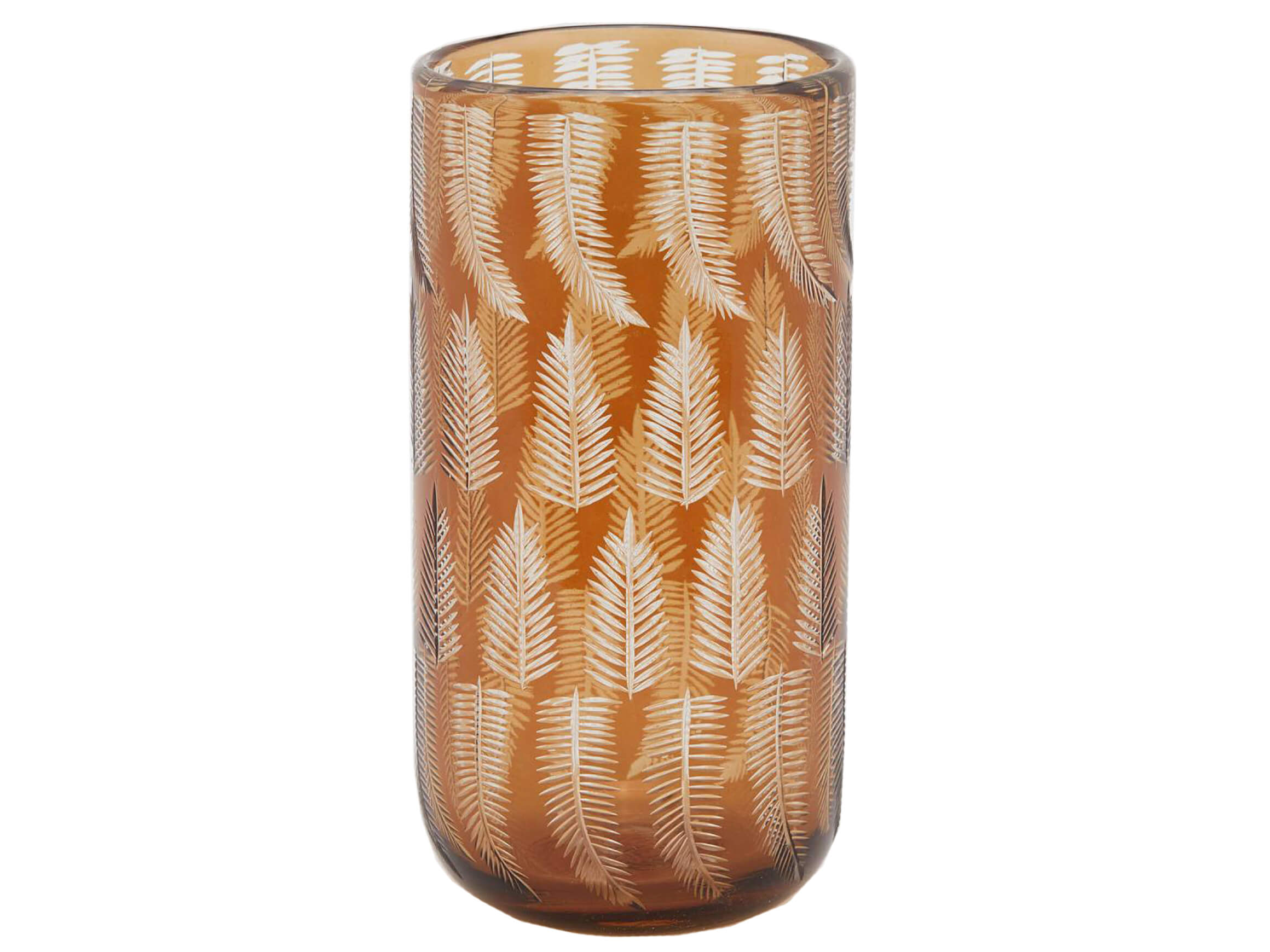 Vase Amber mit Palmblatt H: 26 cm Edg