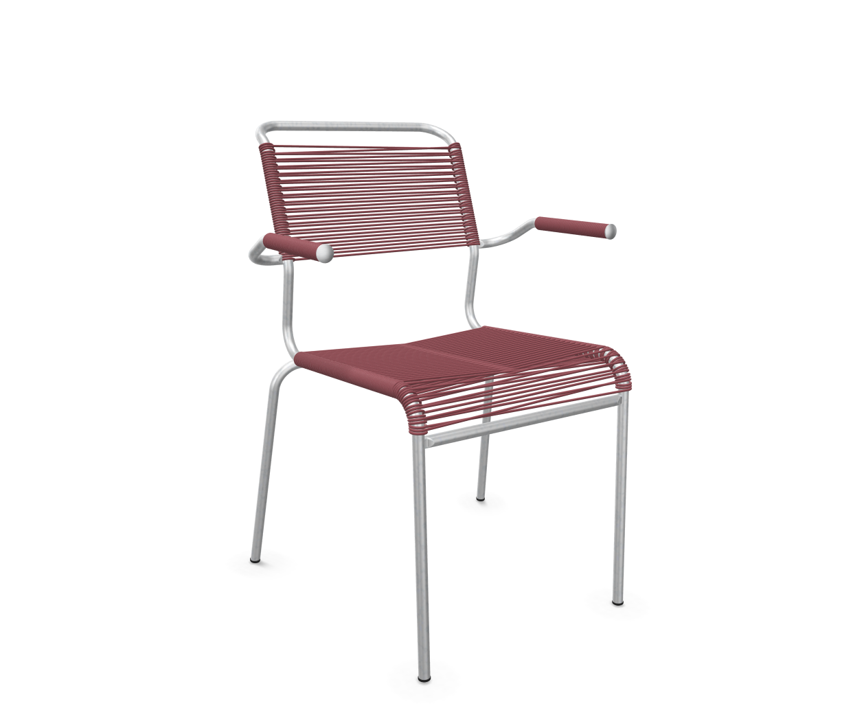 Spaghetti-Stuhl Säntis mit Armlehnen Feuerverzinkt von Schaffner / Farbe: Bordeaux / Grösse: 62 x 60 cm