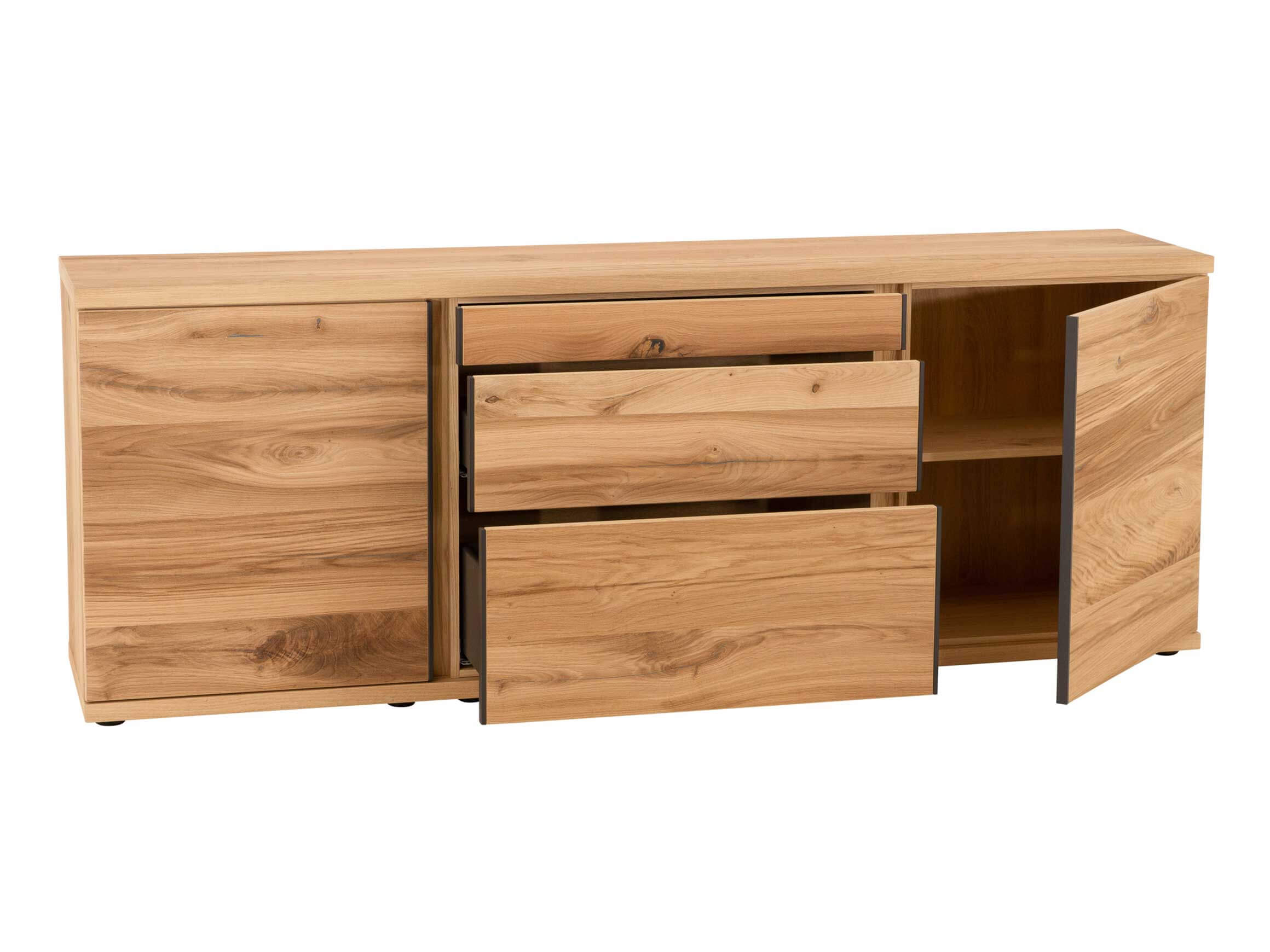Sideboard Berlin, Eiche Rustico Hell, 2 Tablare, 3