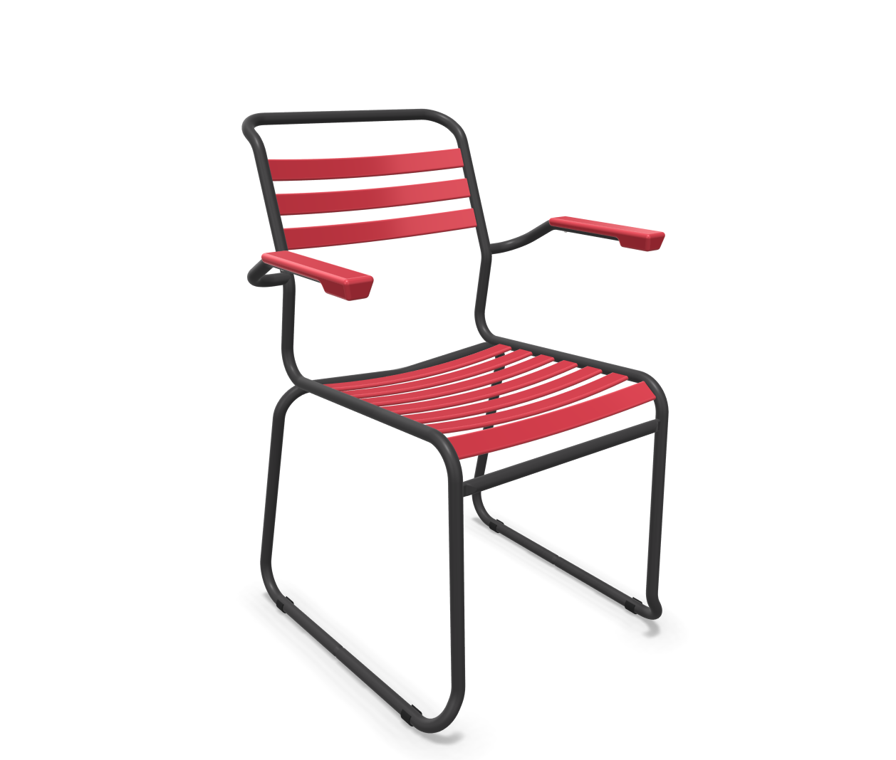 Schaffner Kufen-Lättli-Stuhl Säntis mit Lehne Rot | Schubiger Möbel