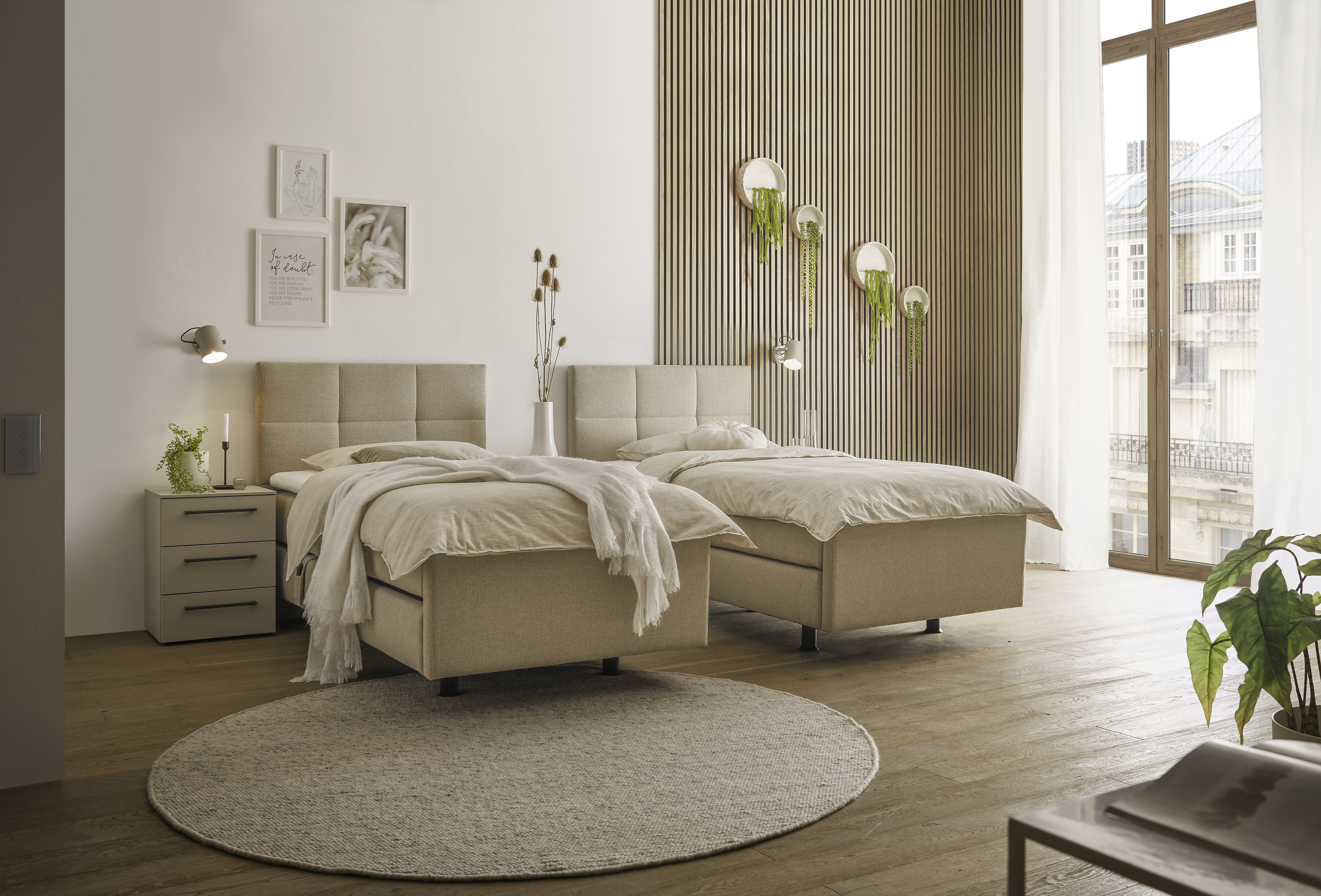 Boxspringbett Fremont Creme Beige Femira