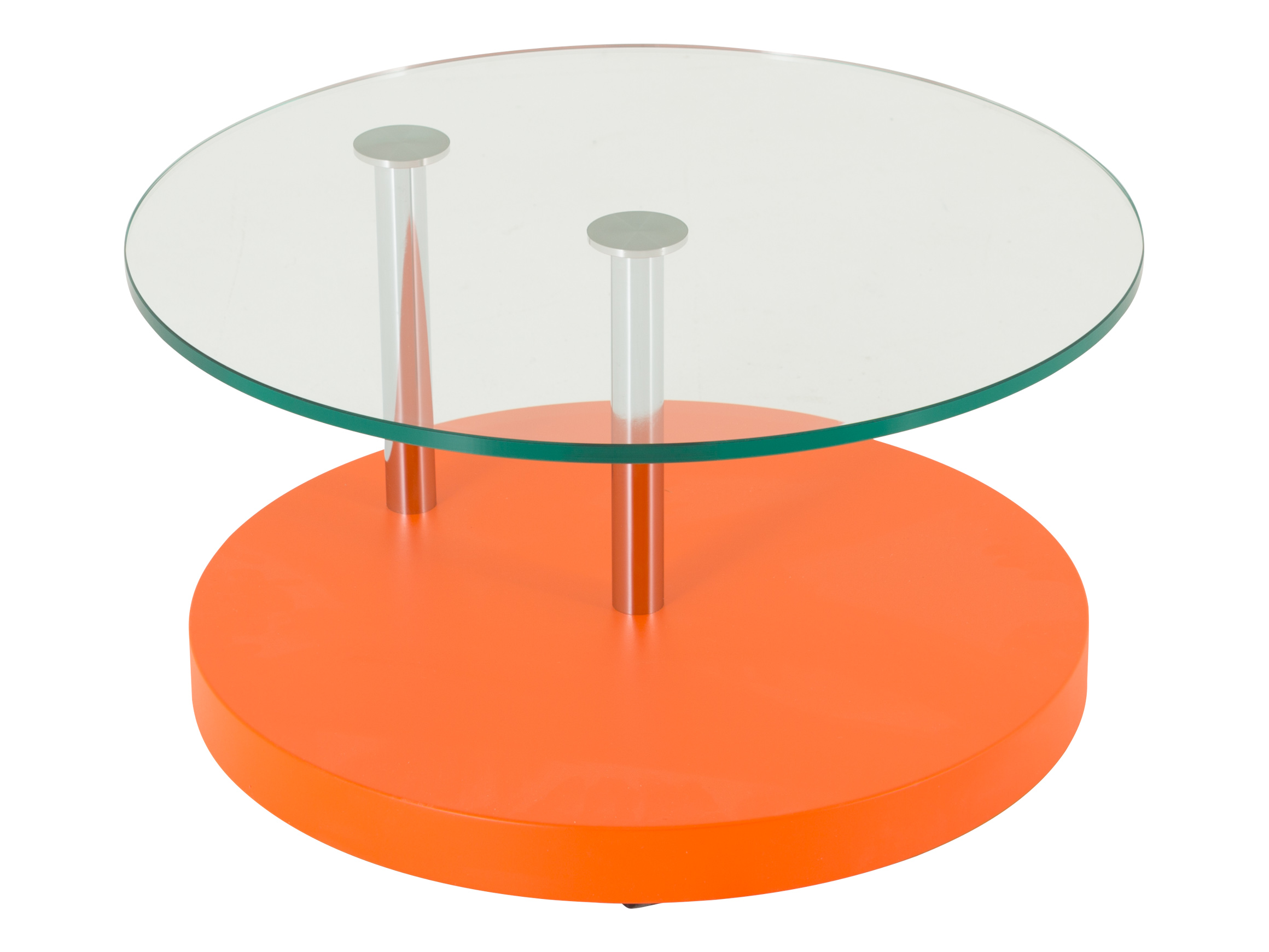 Salontisch Nizza Orange, Glas, Lack Orange, Rollbar,