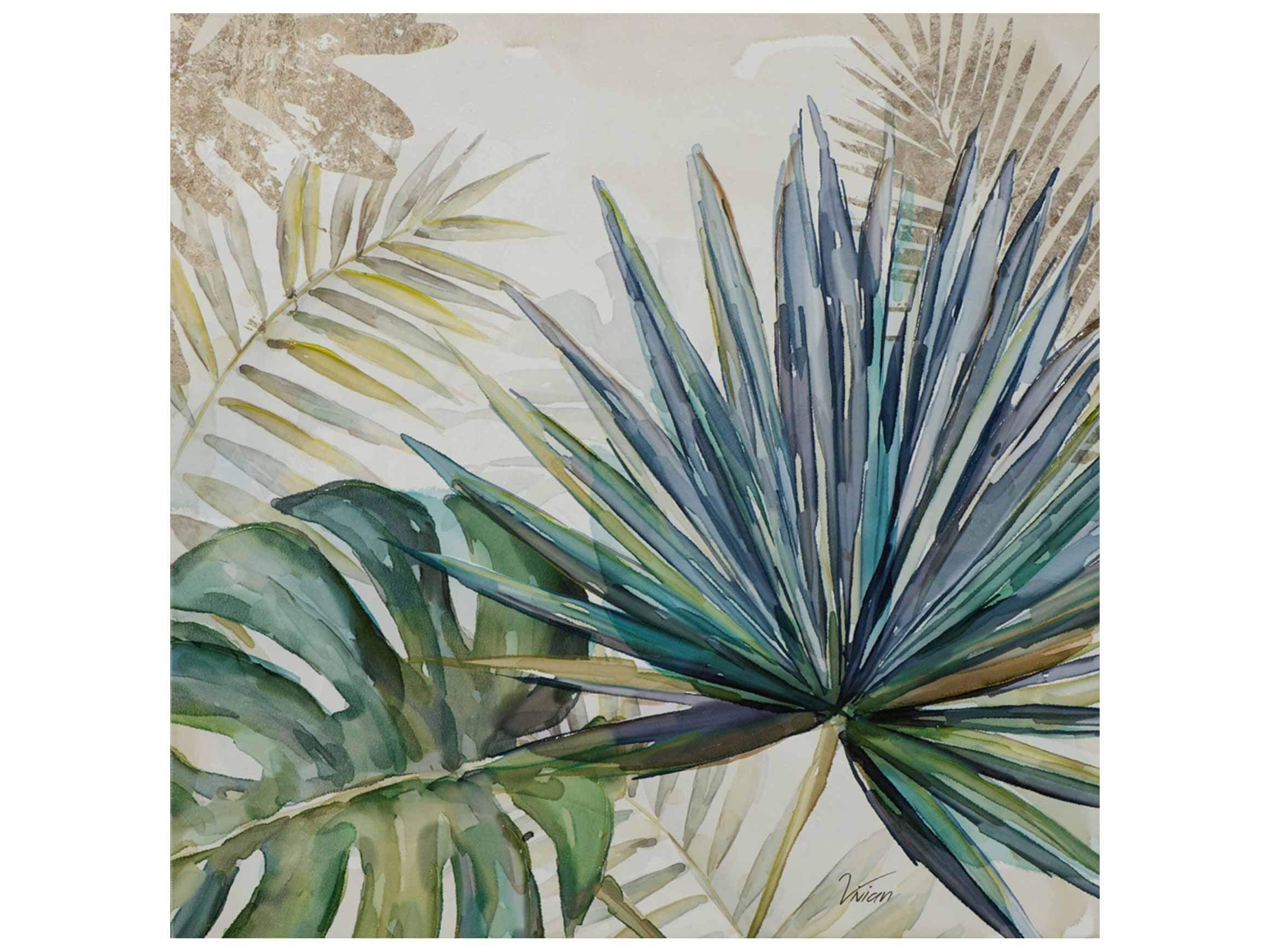 image LAND Bild Blätter in Grün und Blau 3 Braun | Schubiger Möbel