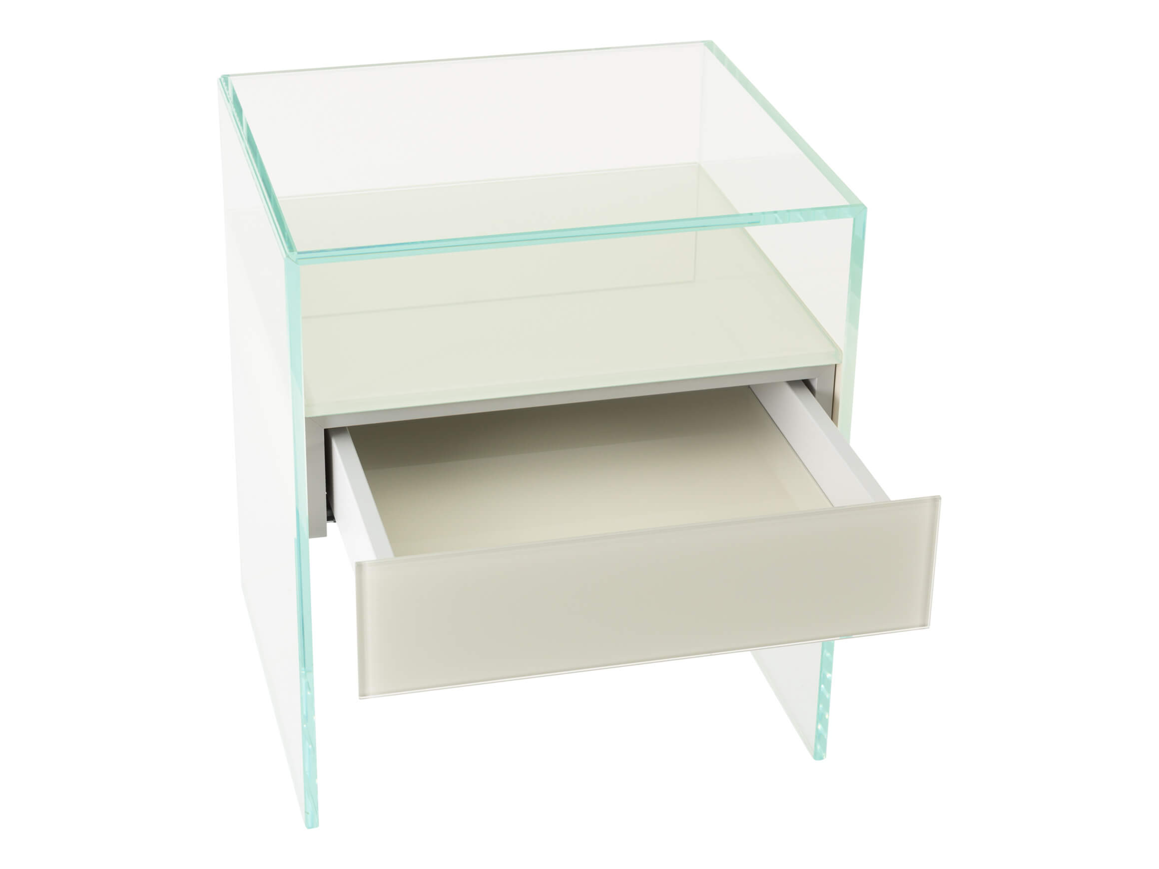 Beistelltisch Priya, Optiwhiteglas, Lack Weiss, b 48 cm