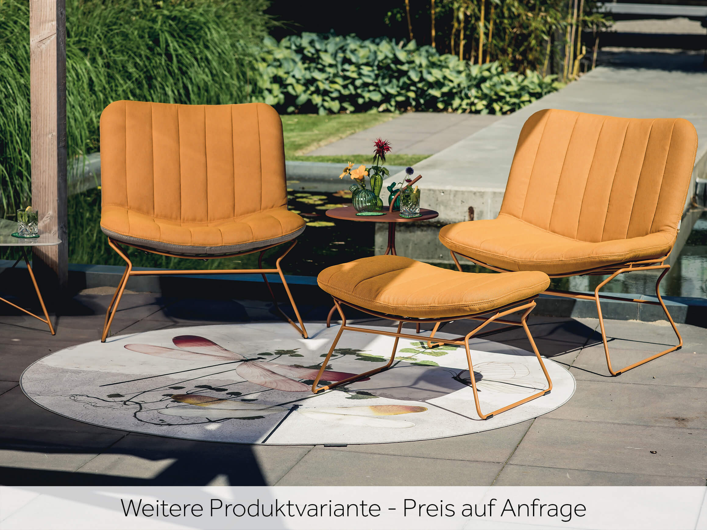 Gartenhocker Diego Plantagie / Farbe: Mango / Bezugsmaterial: Textilen