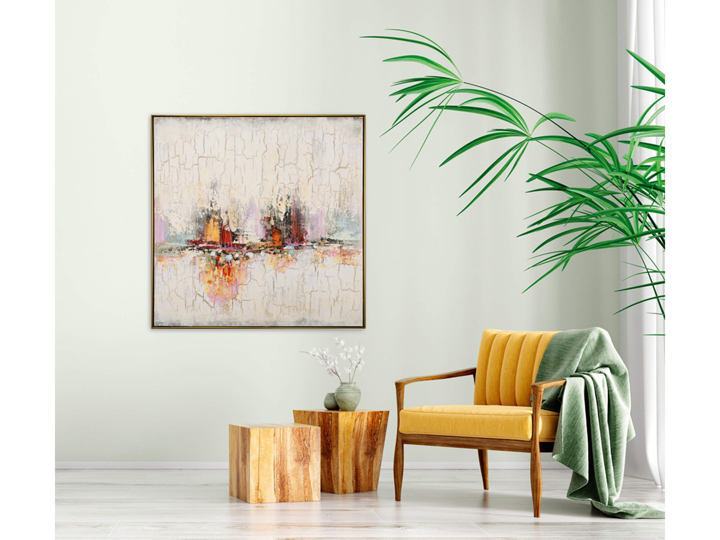 Bild Spiegelnde Skyline image LAND / Grösse: 103 x 103 cm