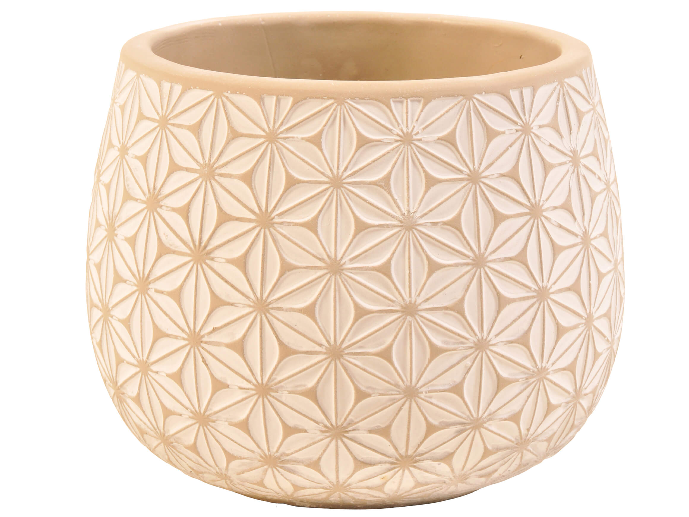 Gefäss Beton Blumen H: 16 cm Schlittler / Farbe: Beige