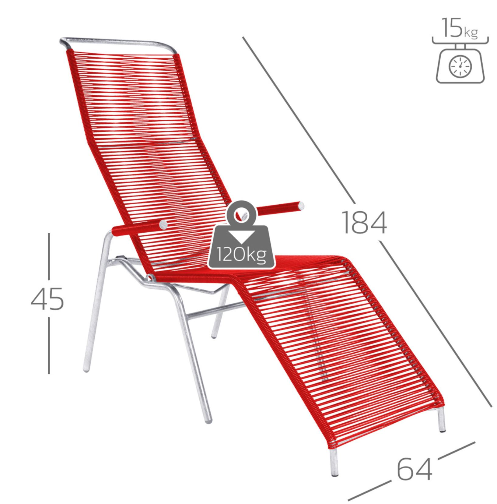 Säntis spaghetti lounger from Schaffner / Colour: Orange / Size: 64 x 184 cm