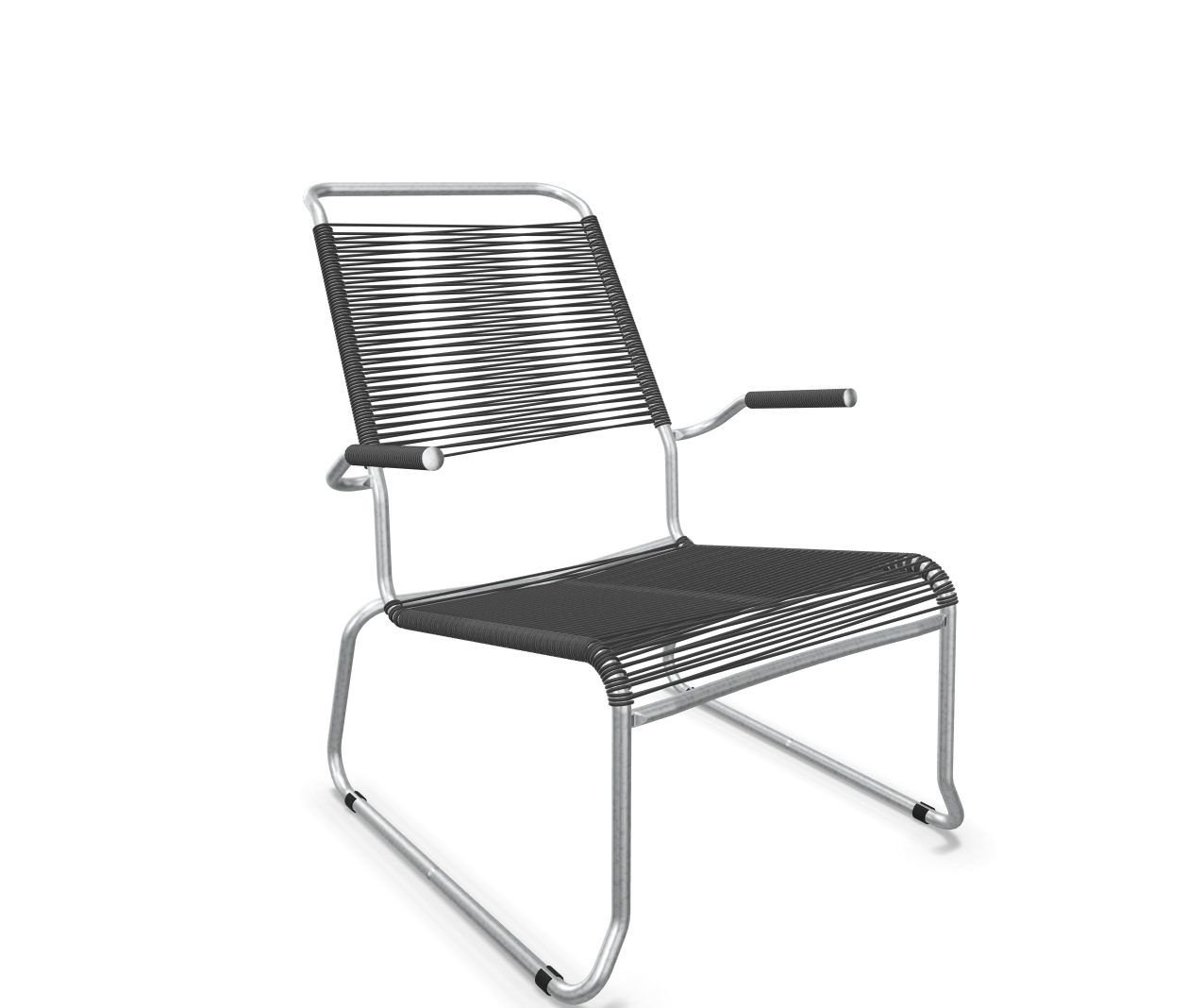 Kufen-Spaghetti-Lounger Säntis mit Lehne / Hochlehner Feuerverzinkt von Schaffner / Farbe: Anthrazit / Grösse: 68 x 85 cm