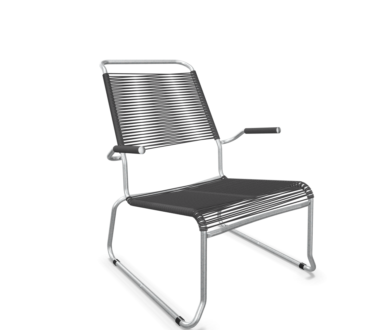Kufen-Spaghetti-Lounger Säntis mit Lehne / Hochlehner Feuerverzinkt von Schaffner / Farbe: Anthrazit / Grösse: 68 x 85 cm