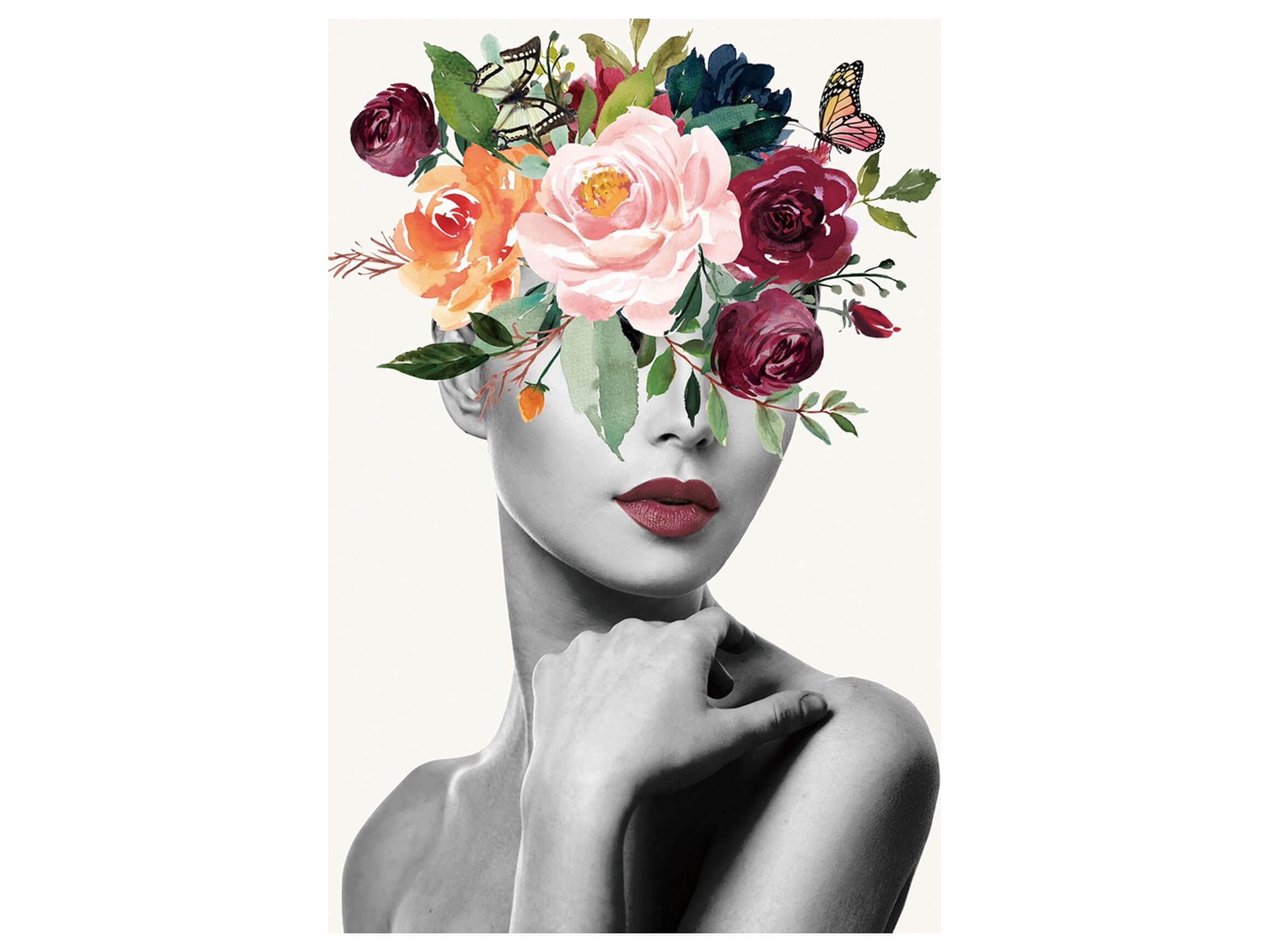 Digitaldruck auf Glas Lady mit Blumenperücke image LAND