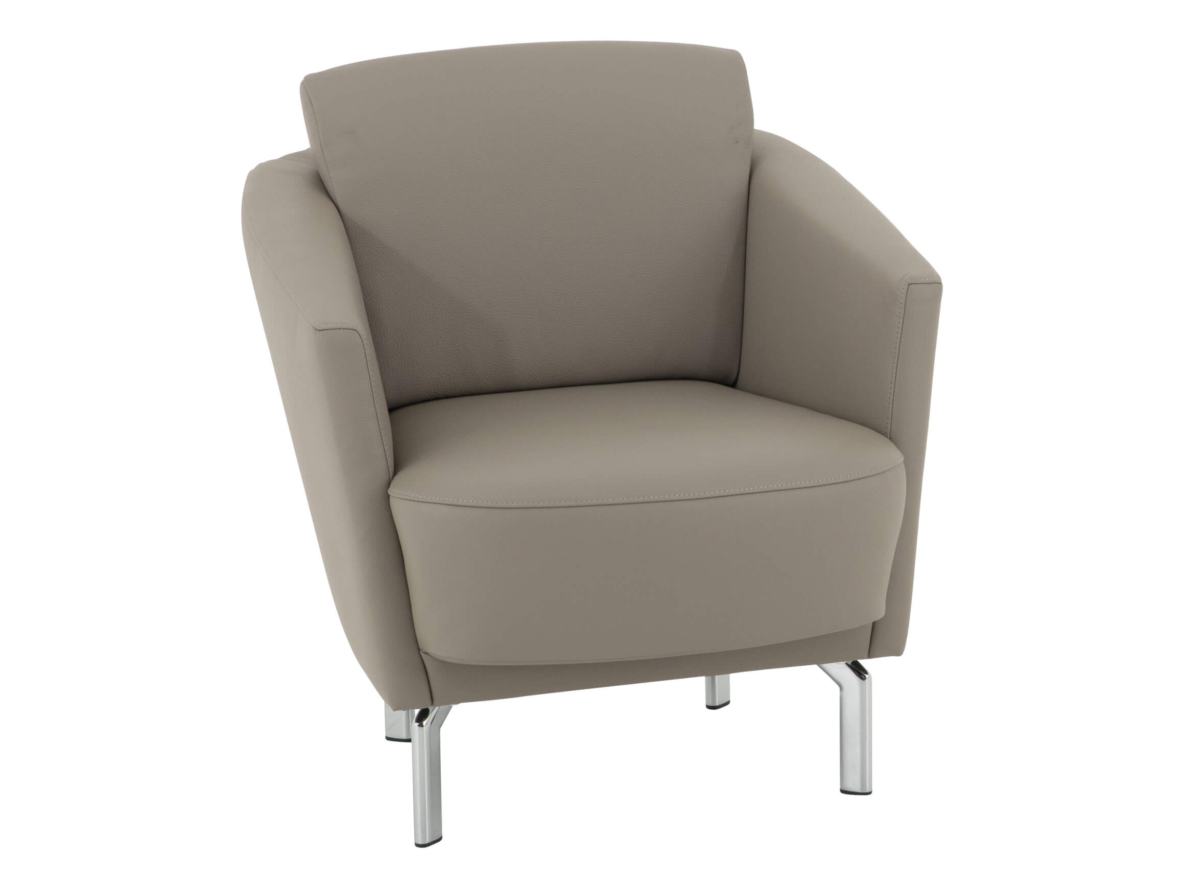 Sessel Praden, Leder Grau, Semianilin, Füsse Chrom