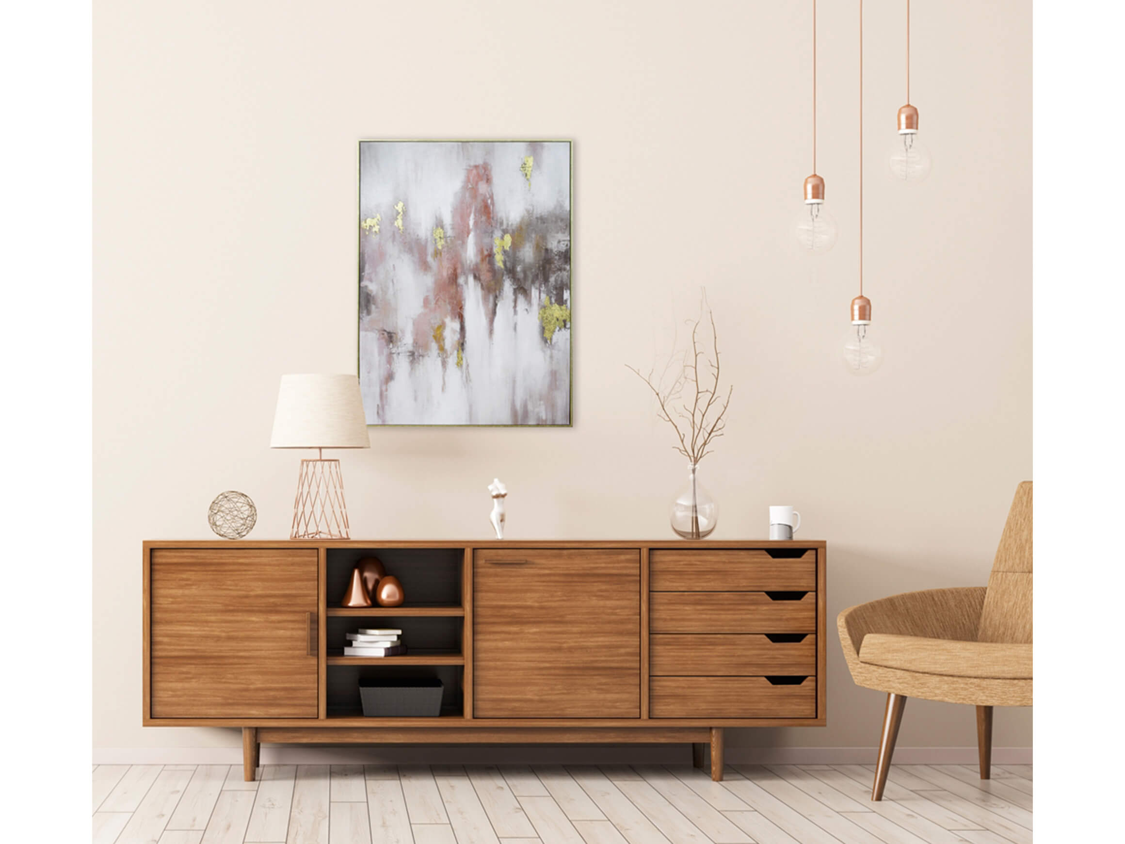 Bild Farbmelodie in Rosé und Grau image LAND / Grösse: 80 x 60 cm