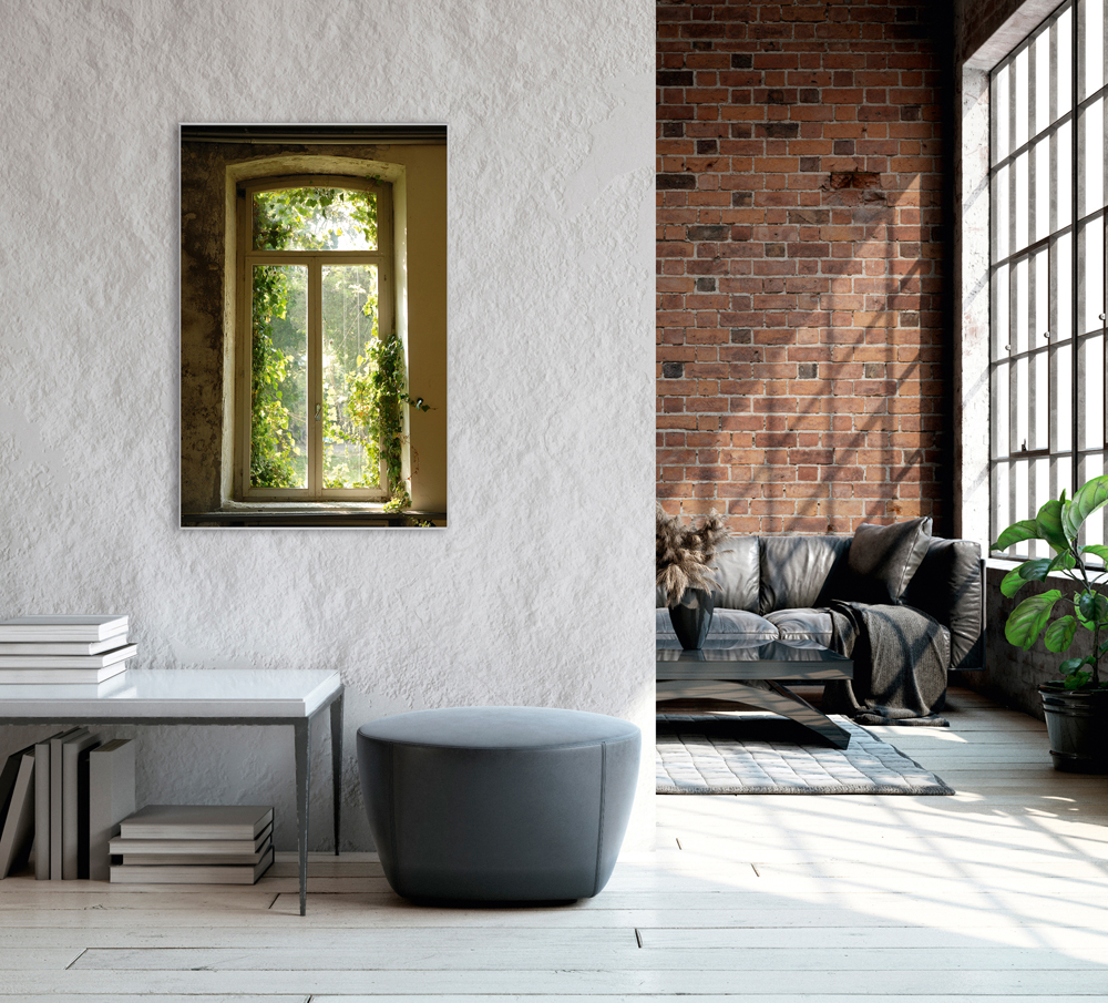 Bild mit Rahmen-Fenster Bewachsen mit Laub-image LAND