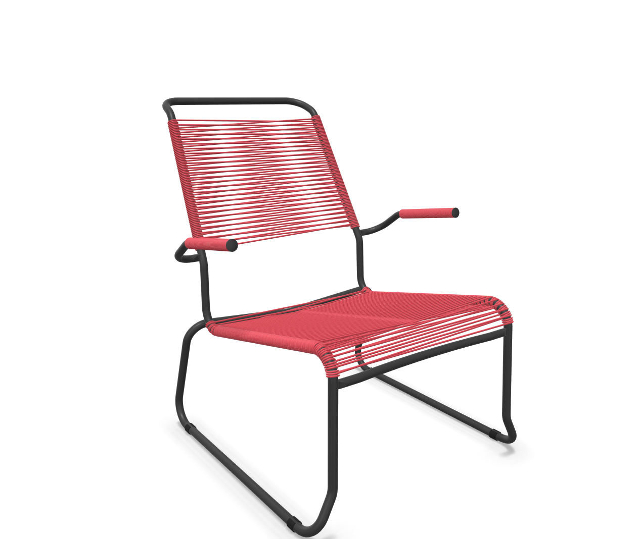 Schaffner Kufen-Spaghetti-Lounger Säntis mit Lehne / Hochlehner Rot | Schubiger Möbel