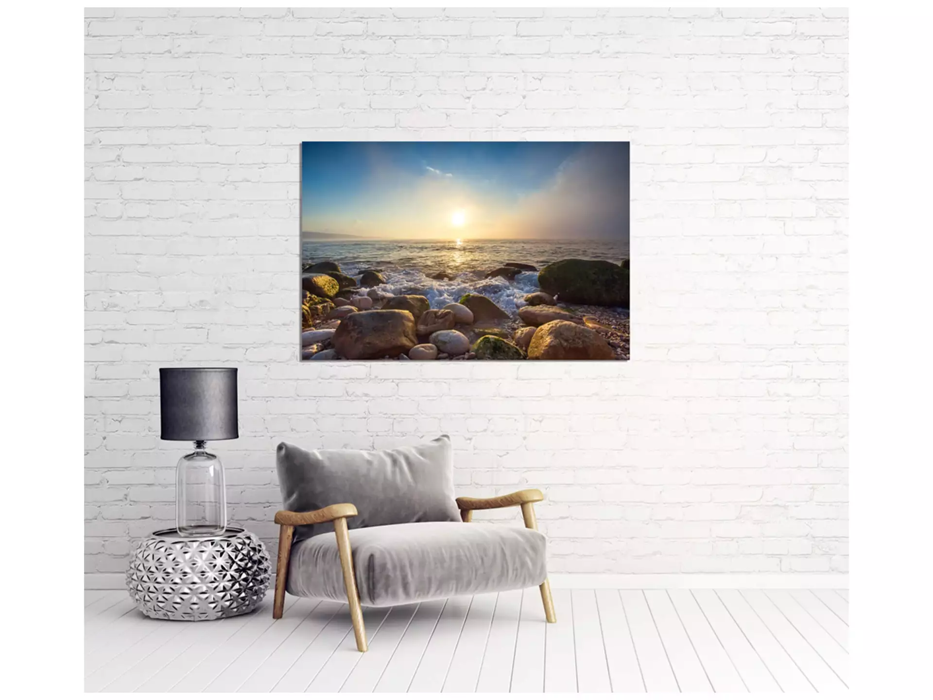 Digitaldruck auf Acrylglas Sonnenuntergang am Steinigen Meer image LAND / Grösse: 150 x 100 cm