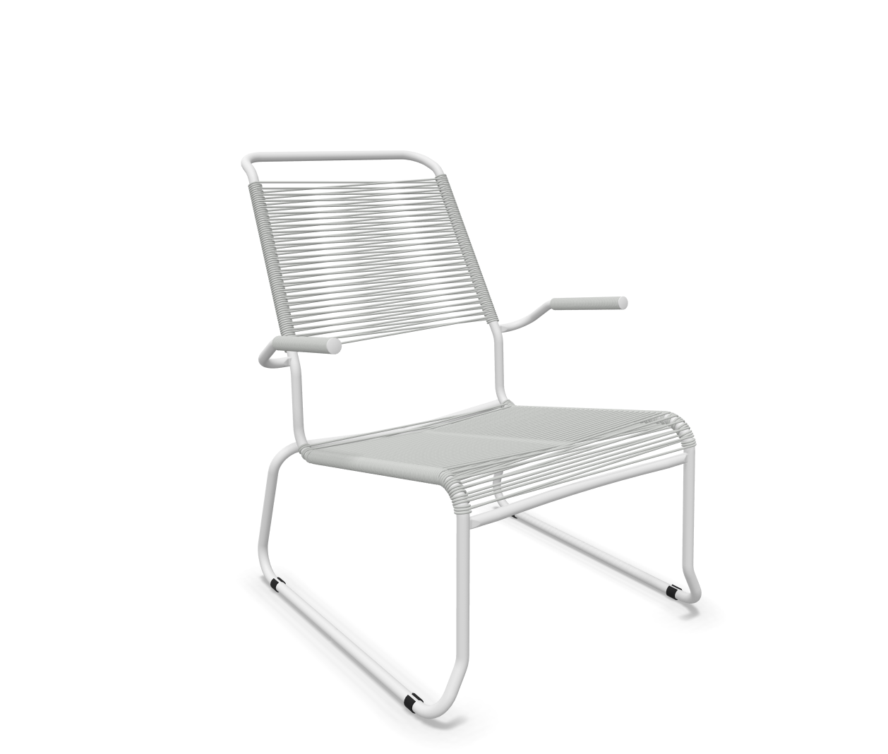 Kufen-Spaghetti-Lounger Säntis mit Lehne / Hochlehner von Schaffner / Farbe: Alusilber / Grösse: 68 x 85 cm