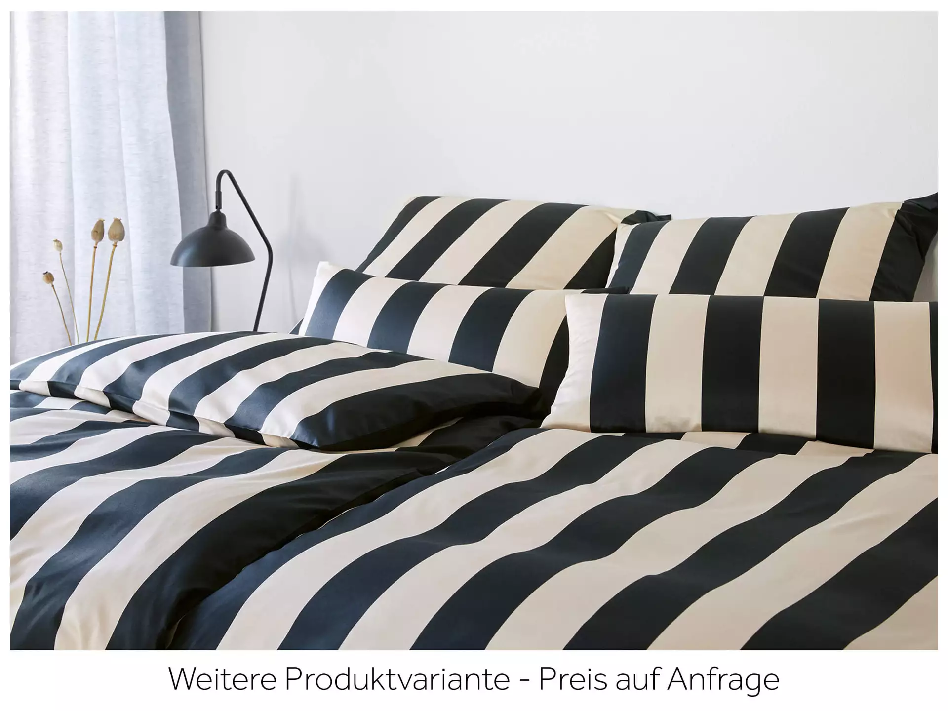 Bettwäsche Natural Stripe, Natur-Schwarz Elegante / Grösse: 160 x 210