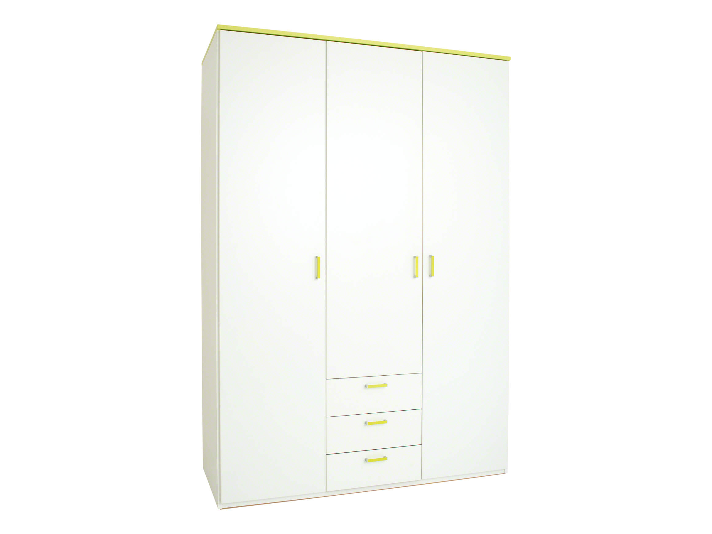 Schrank Color Fun, Weiss-Limette, 3-türig, b 148,3 cm t