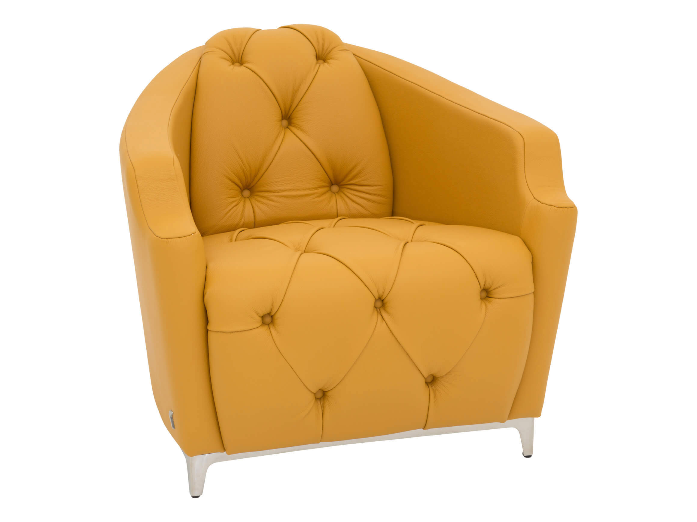 Downey armchair, leather, polished chrome, w 79 cm d 84 cm h 71 cm
