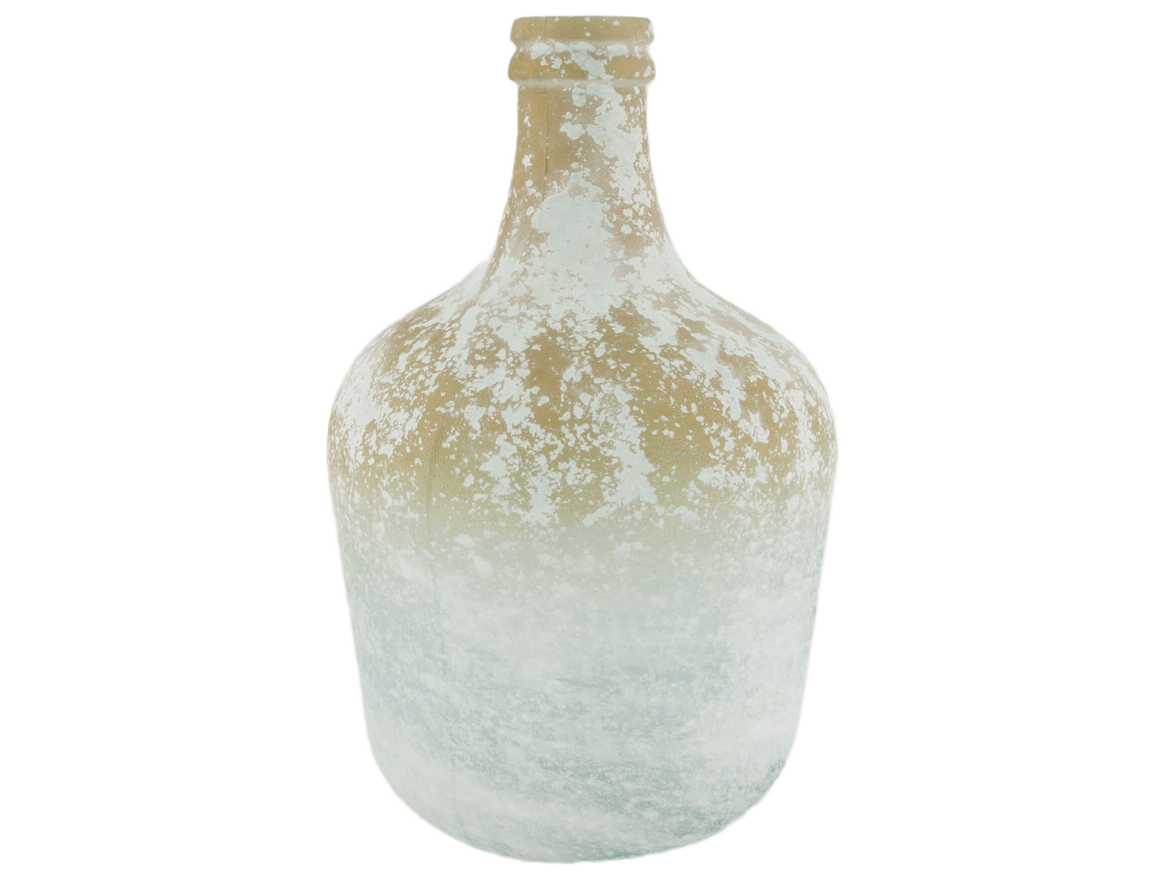Decofinder Flasche Glas Weiss Gold H: 50 cm  | Schubiger Möbel