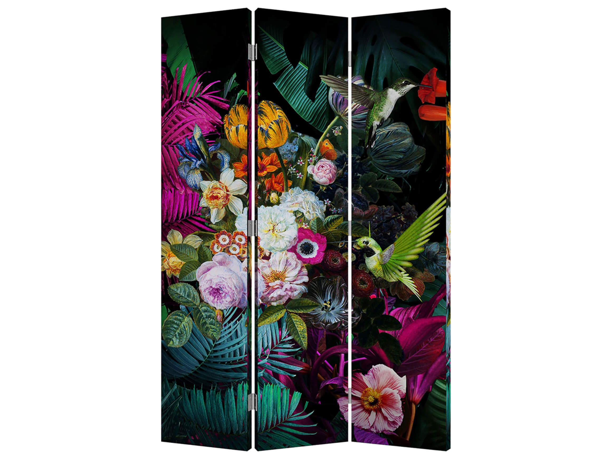 Romantic floral splendour screen with reversible motif image LAND / Size: 180 x 120 cm