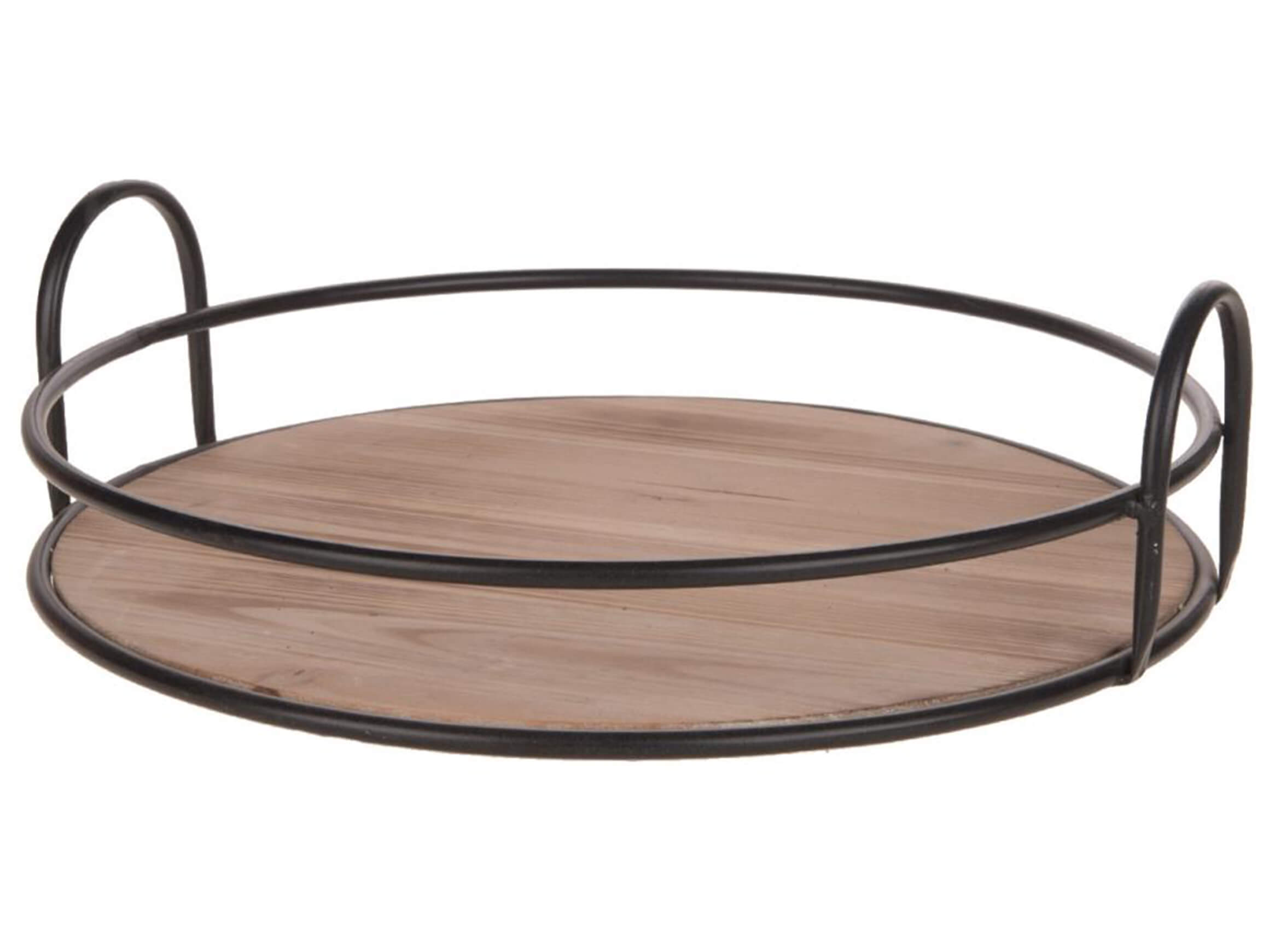 Tablett Metall mit Holz H: 12 cm Dijk