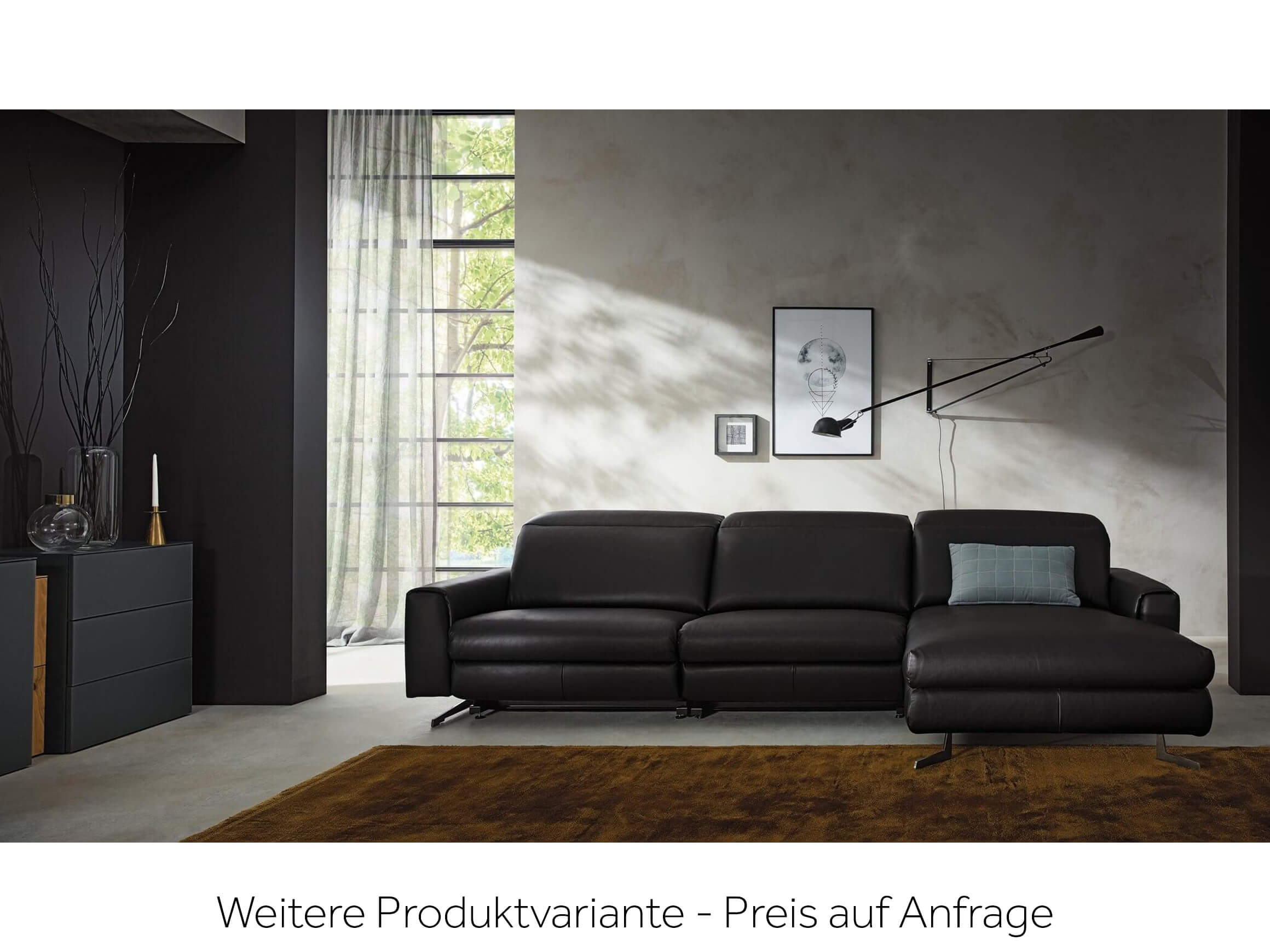 Ecksofa Valeria Rom / Farbe: Carbon / Bezugsmaterial: Leder