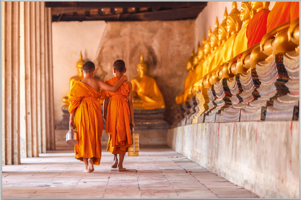 Bild mit Rahmen-Buddhistische Mönche-image LAND