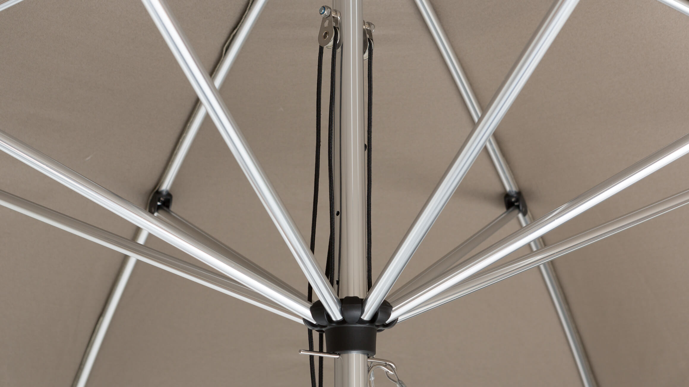 Sonnenschirm Taupe, Aluminium, Flaschenzug, Durchmesser 350 cm