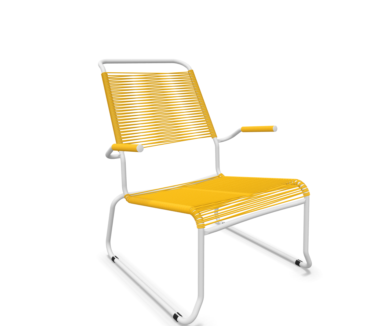 Kufen-Spaghetti-Lounger Säntis mit Lehne / Hochlehner von Schaffner / Farbe: Gelb / Grösse: 68 x 85 cm