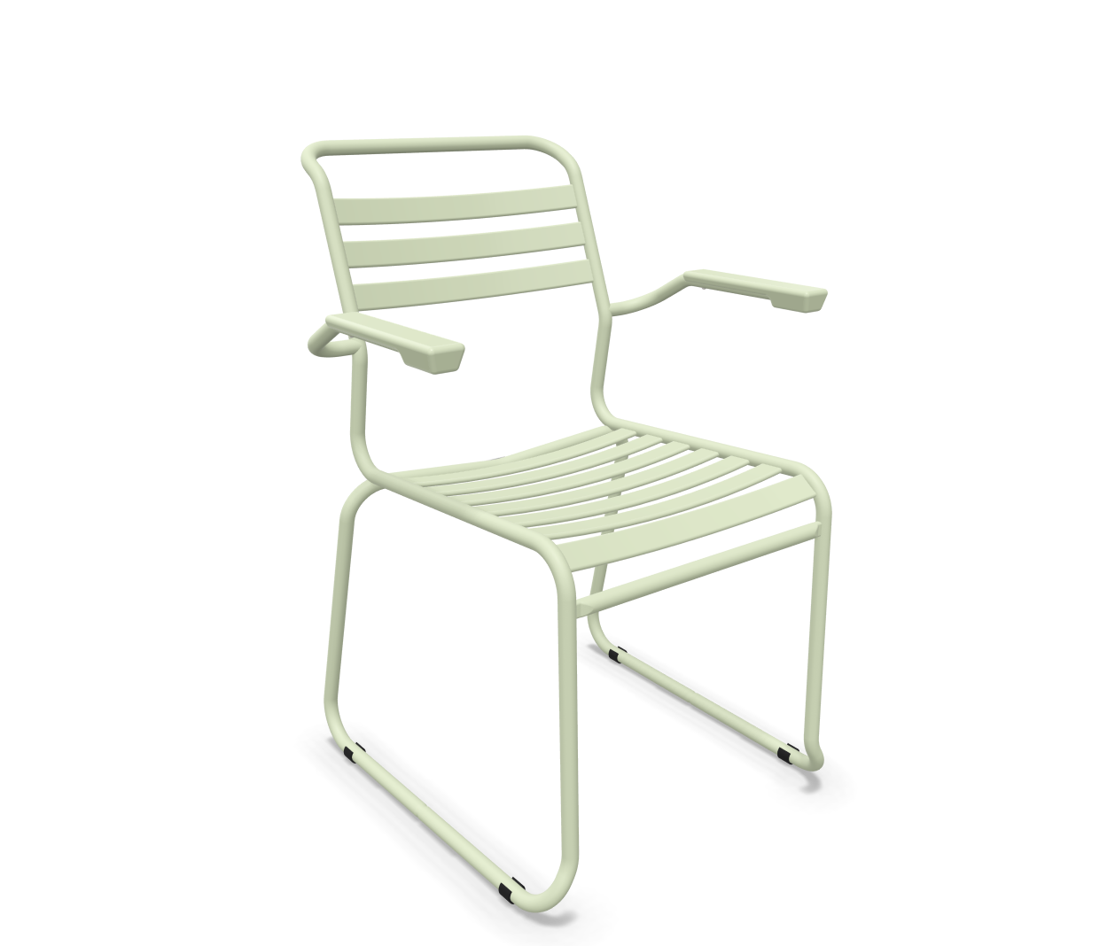 Kufen-Lättli-Stuhl Säntis mit Lehne von Schaffner / Farbe: Pastellgrün / Grösse: 61 x 61 cm