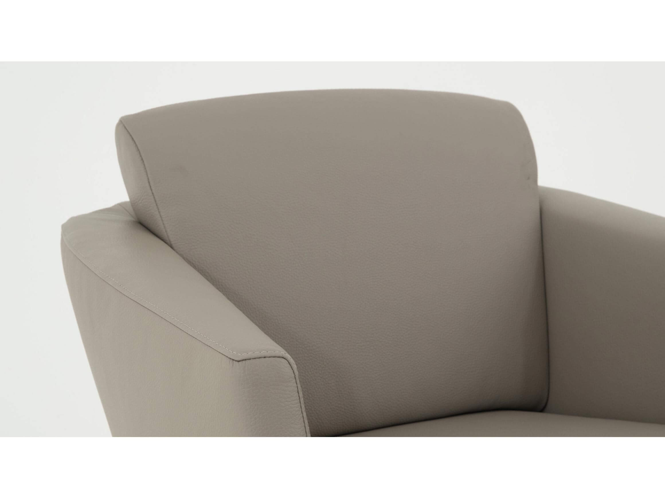 Sessel Praden, Leder Grau, Semianilin, Füsse Chrom